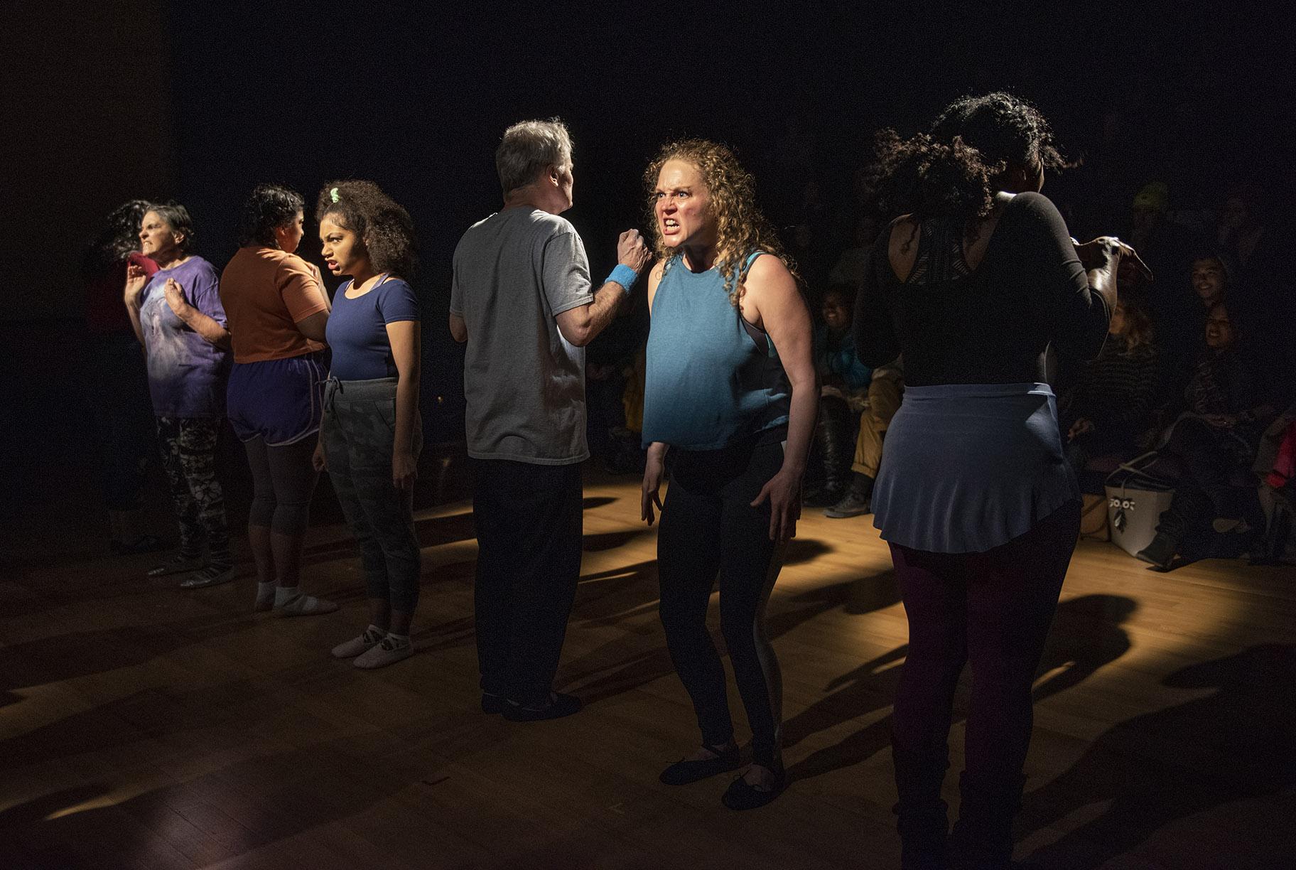 From left: Ellen Maddow, Ariana Burks and ensemble member Caroline Neff in “Dance Nation.” (Photo by Michael Brosilow)