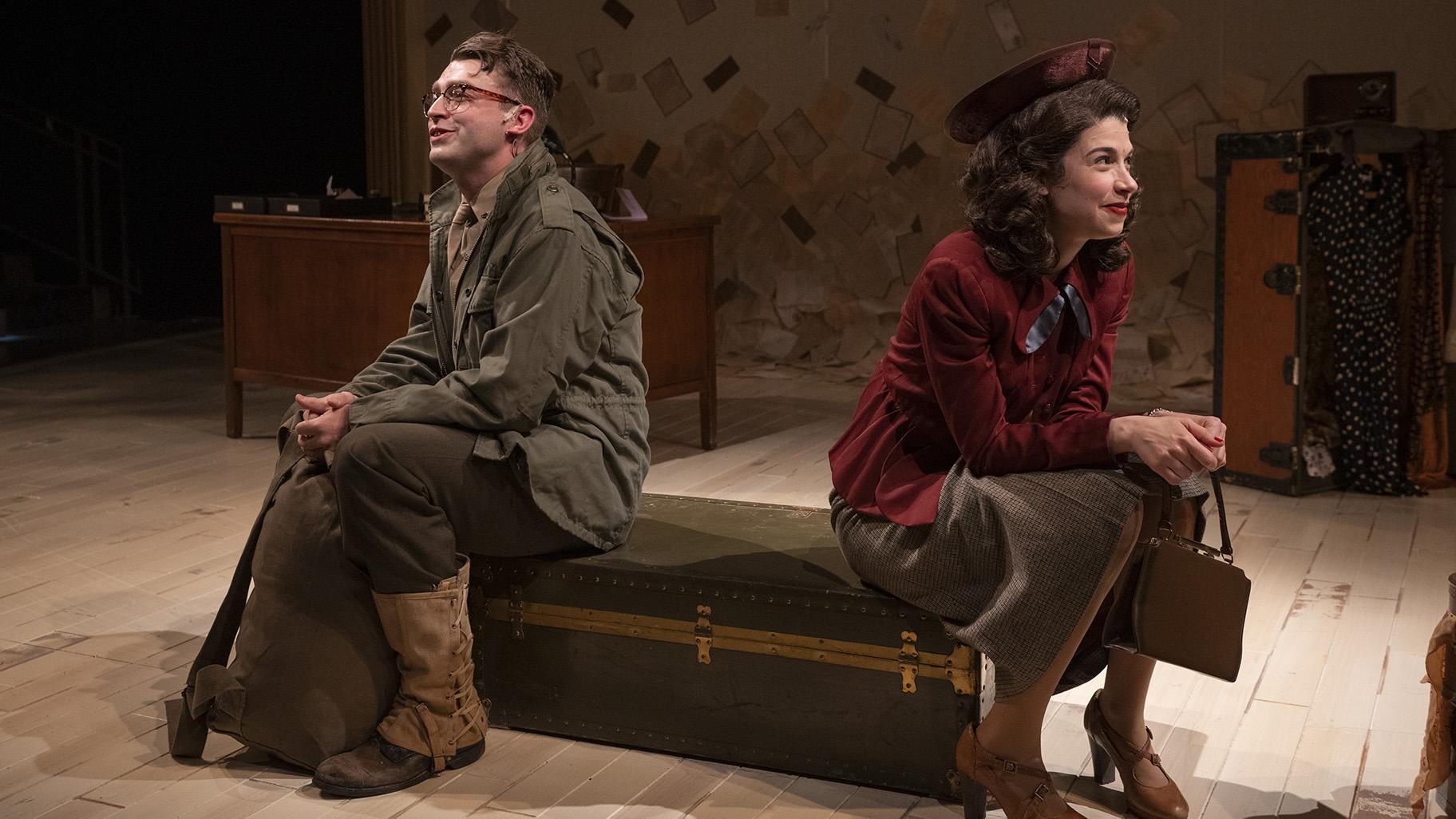 Casey Hoekstra as Jack, left, and Sarah Price as Louise in the Northlight Theatre production of “Dear Jack, Dear Louise.” (Credit: Michael Brosilow) 