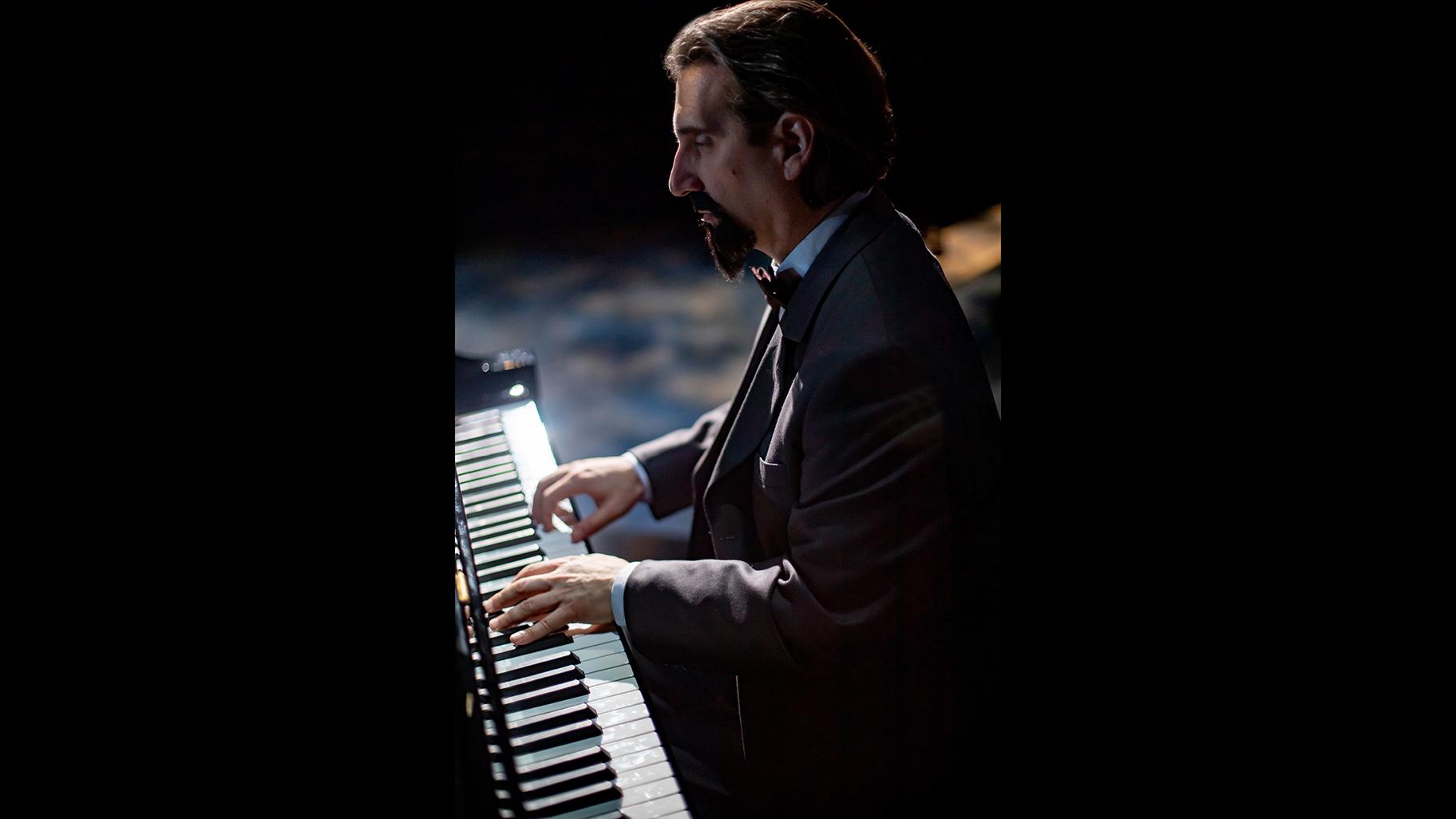 Hershey Felder in “A Paris Love Story” featuring the music of Claude Debussy. (Courtesy of Christopher Ash)