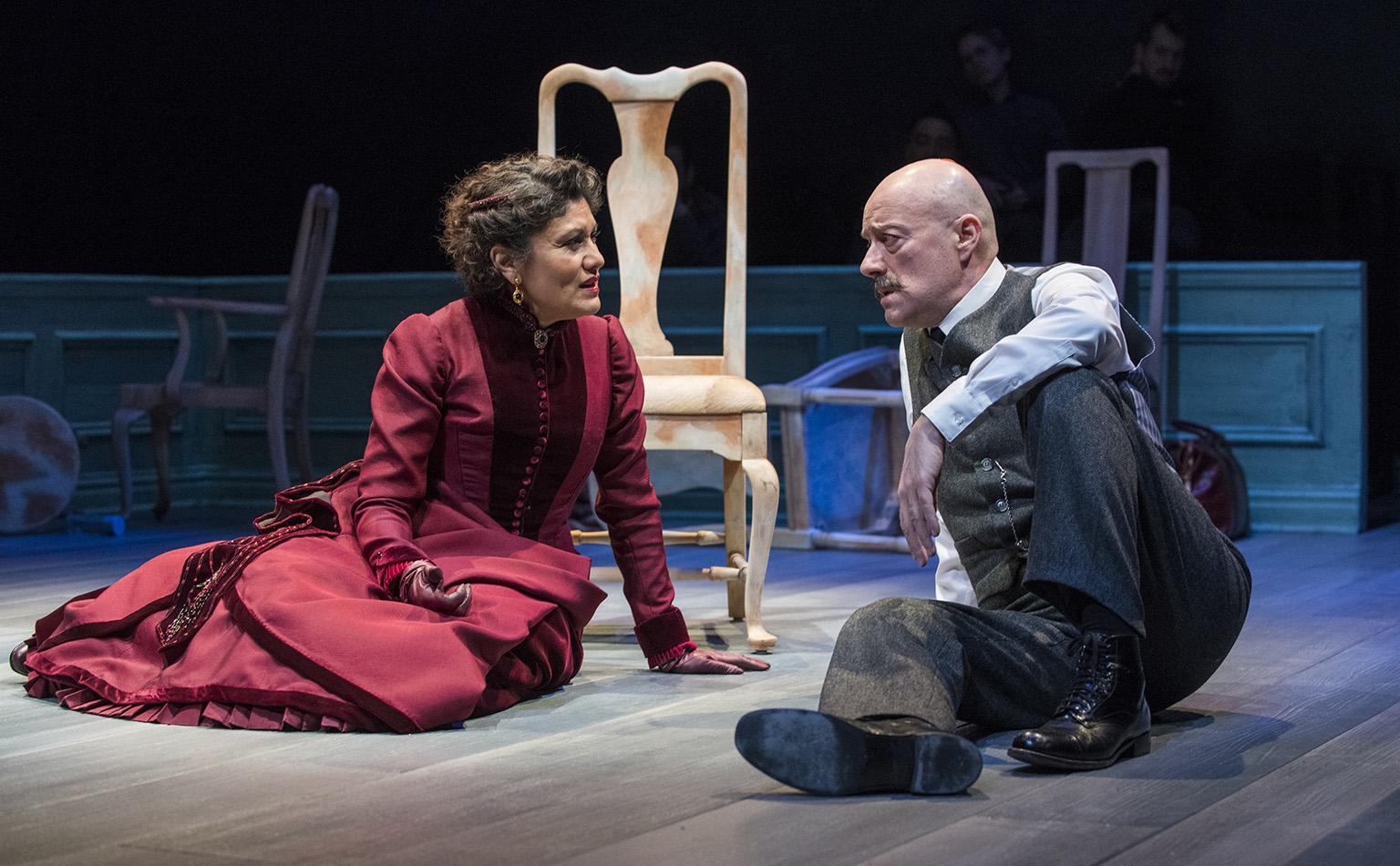 Sandra Marquez and Yasen Peyankov in Steppenwolf’s Chicago premiere production of “A Doll’s House, Part 2.” (Photo by Michael Brosilow)