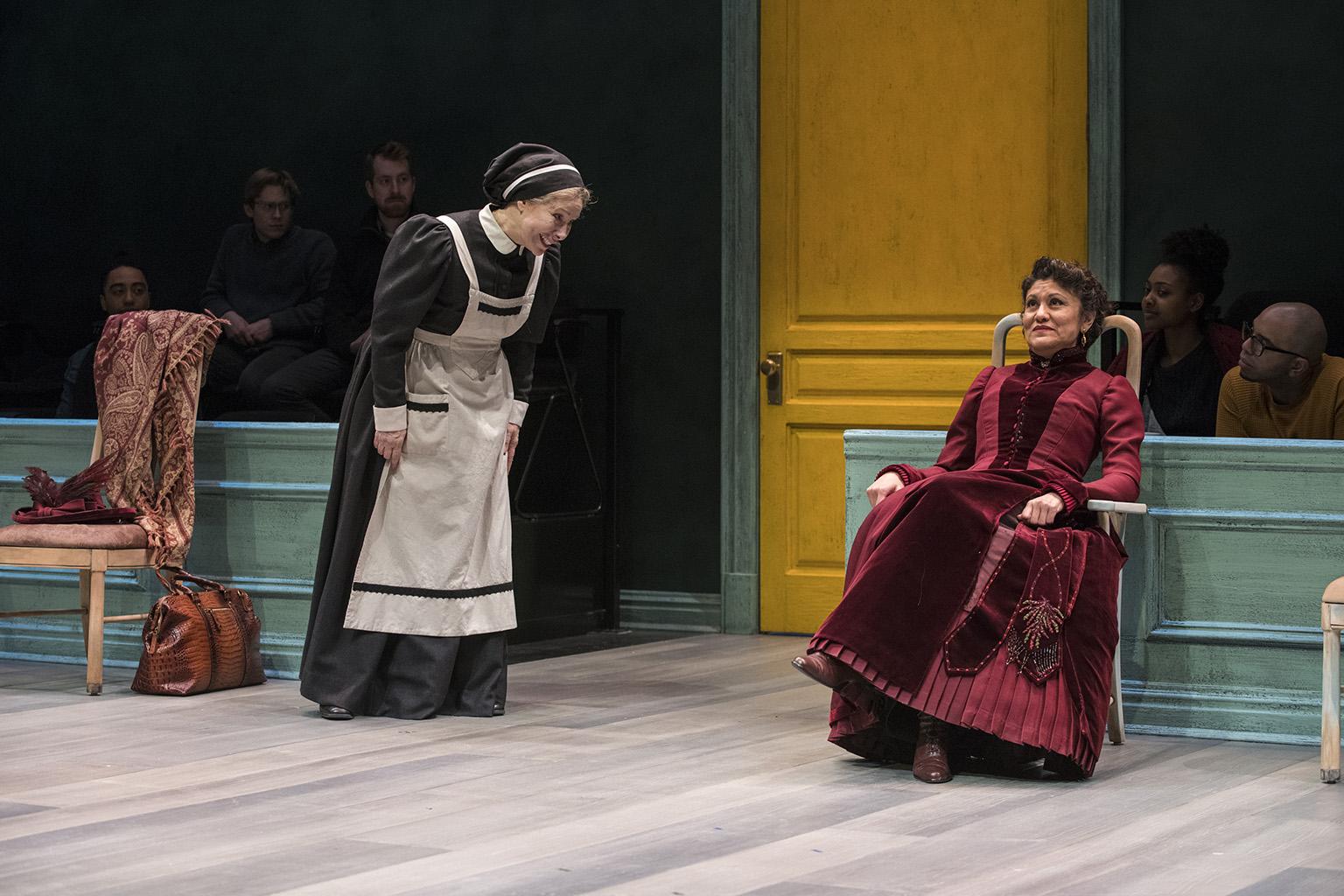 Barbara Robertson and Sandra Marquez in “A Doll’s House, Part 2.” (Photo by Michael Brosilow)