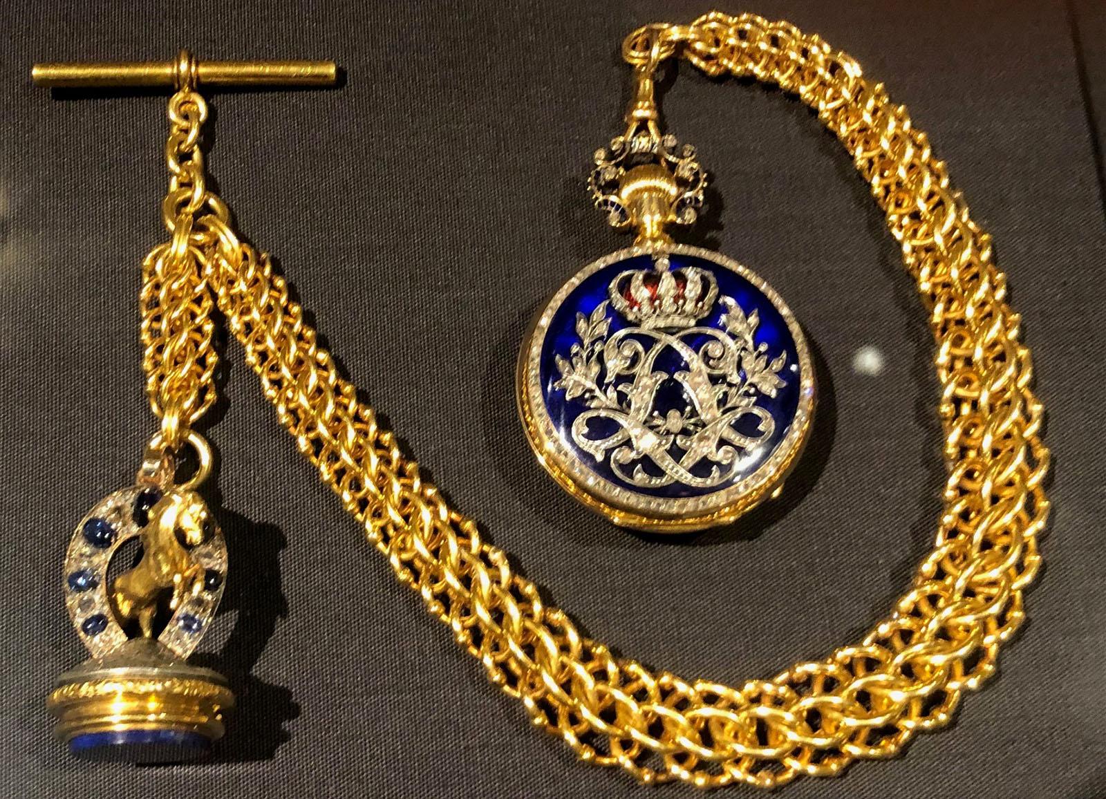 A pocket watch owned by King Ludwig II of Bavaria is on display at the Driehaus Museum. (Marc Vitali / WTTW News)