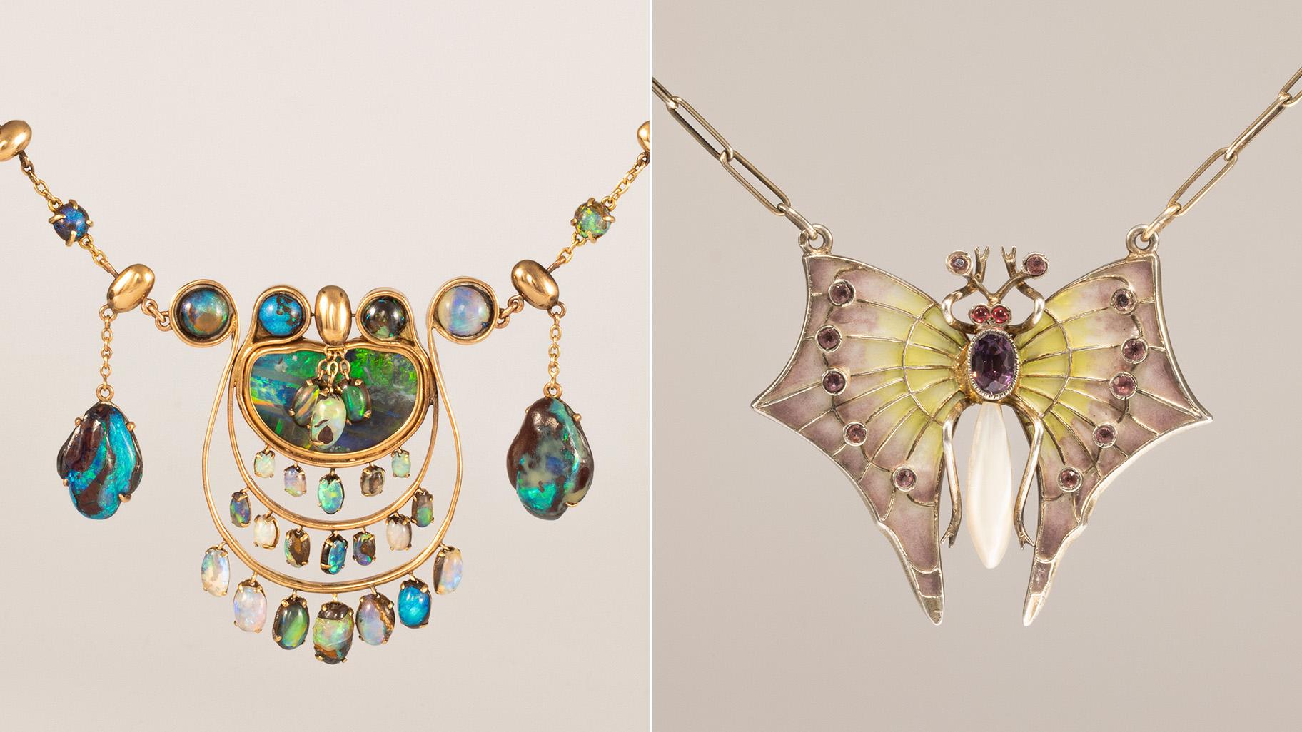 Among the necklaces on display is one made by Tiffany circa 1900, at left. (Credit: Michael Tropea)