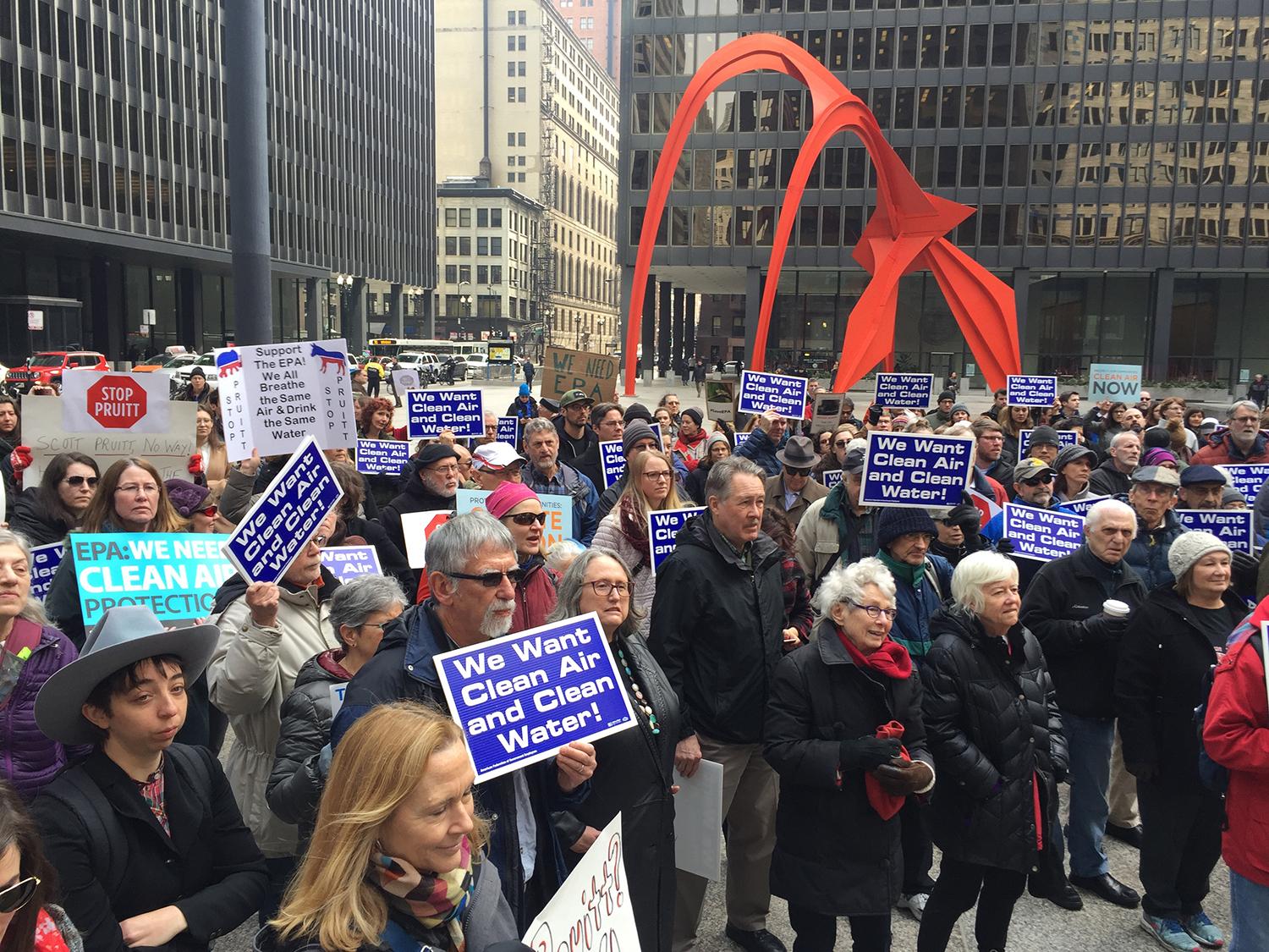 EPA staff and supporters attend a rally Feb. 6 in support of the agency in downtown Chicago. (Courtesy Sierra Club)