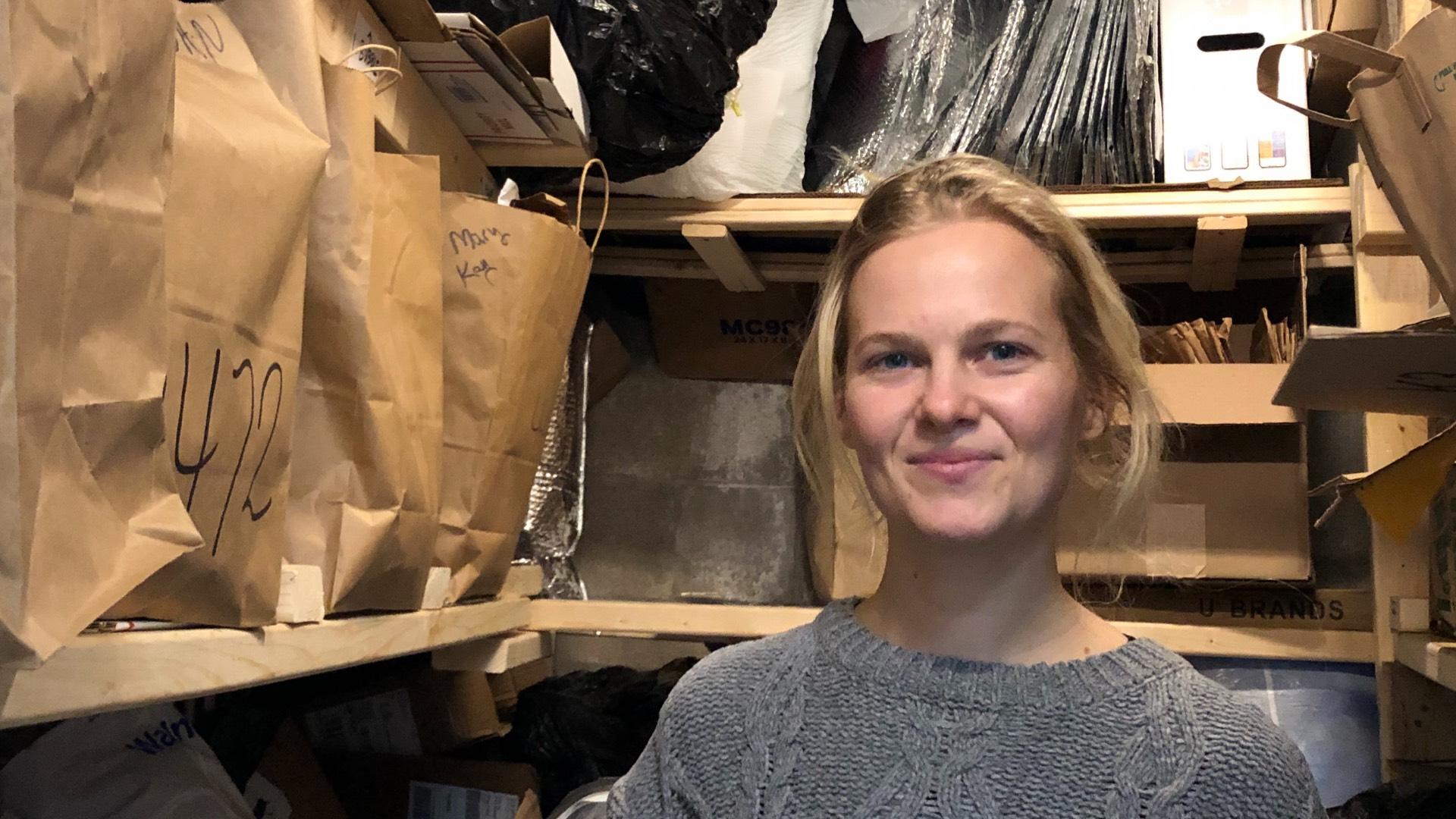 Aleksandra Plewa of EcoShip grew up in Jefferson Park, the daughter of Polish immigrants. She credits her mom for her recycling habits. "When I was growing up, we'd collect all our stuff and drop it off anywhere there was recycling. She really knew her stuff." (Patty Wetli / WTTW News)