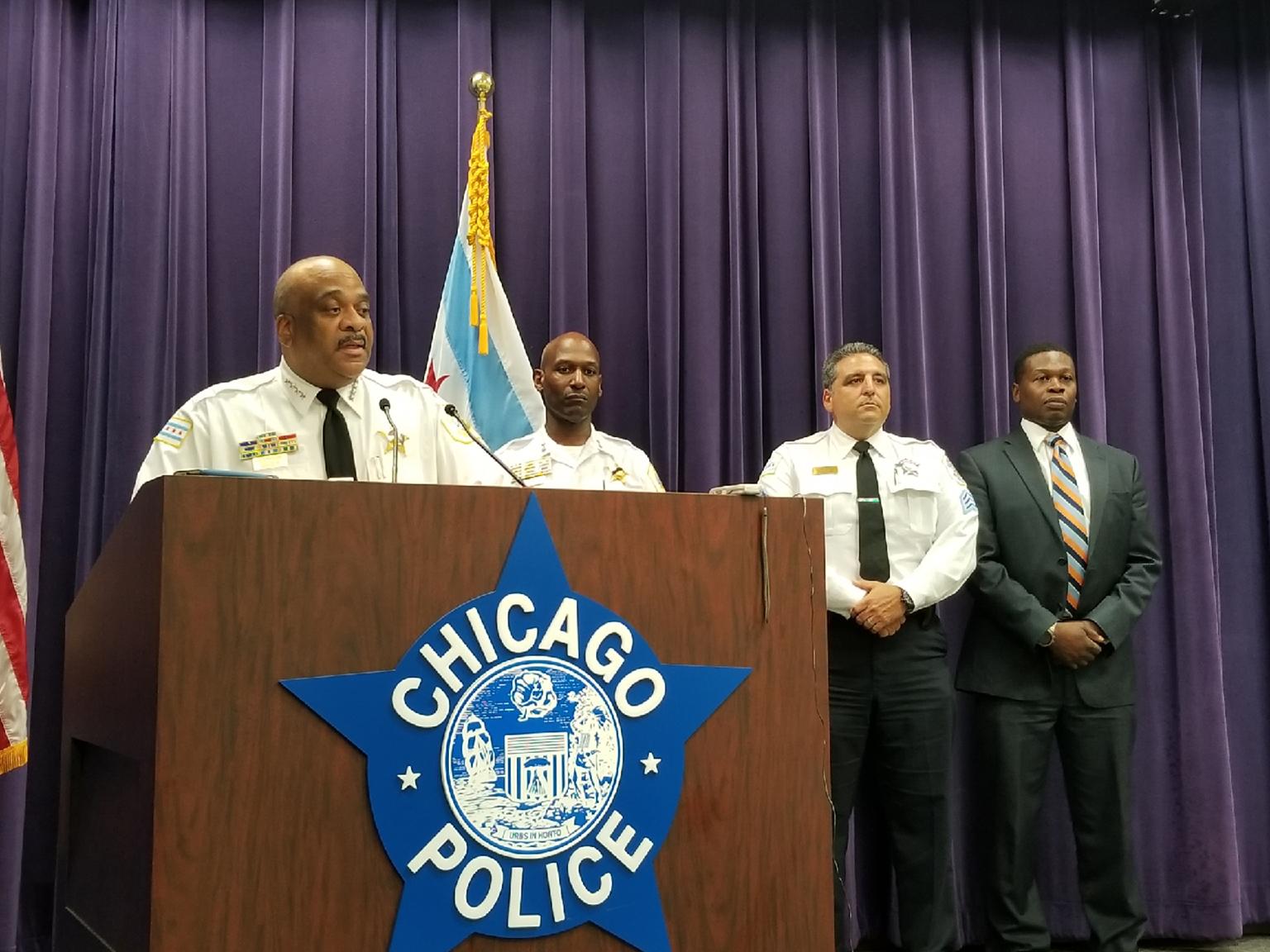 Police Superintendent Eddie Johnson speaks to the press on Sunday, July 15, 2017. (Matt Masterson / Chicago Tonight)