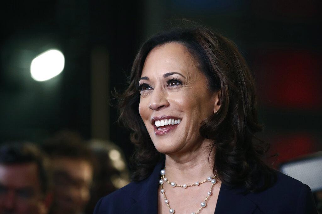 In this June 27, 2019, file photo, then-Democratic presidential candidate Sen. Kamala Harris, D-Calif., listens to questions after the Democratic primary debate hosted by NBC News at the Adrienne Arsht Center for the Performing Art in Miami. (AP Photo / Brynn Anderson, File)