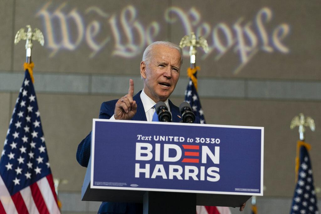 Democratic presidential candidate and former Vice President Joe Biden speaks at the Constitution Center in Philadelphia, Sunday, Sept. 20, 2020, about the Supreme Court. (AP Photo / Carolyn Kaster)