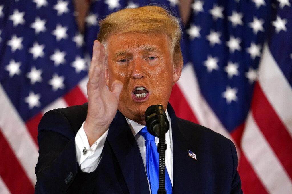 President Donald Trump speaks in the East Room of the White House, early Wednesday, Nov. 4, 2020, in Washington. (AP Photo / Evan Vucci)