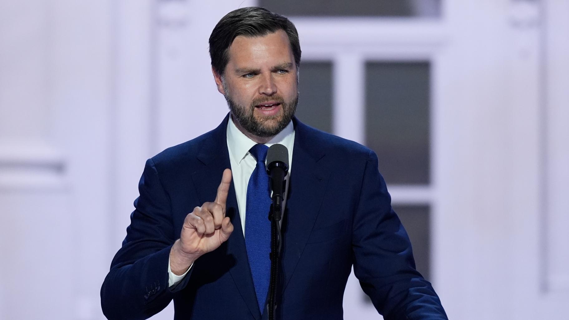 Republican vice-presidential candidate Sen. JD Vance, R-Ohio, speaks during the Republican National Convention on Wednesday, July 17, 2024, in Milwaukee. (J. Scott Applewhite / AP Photo)