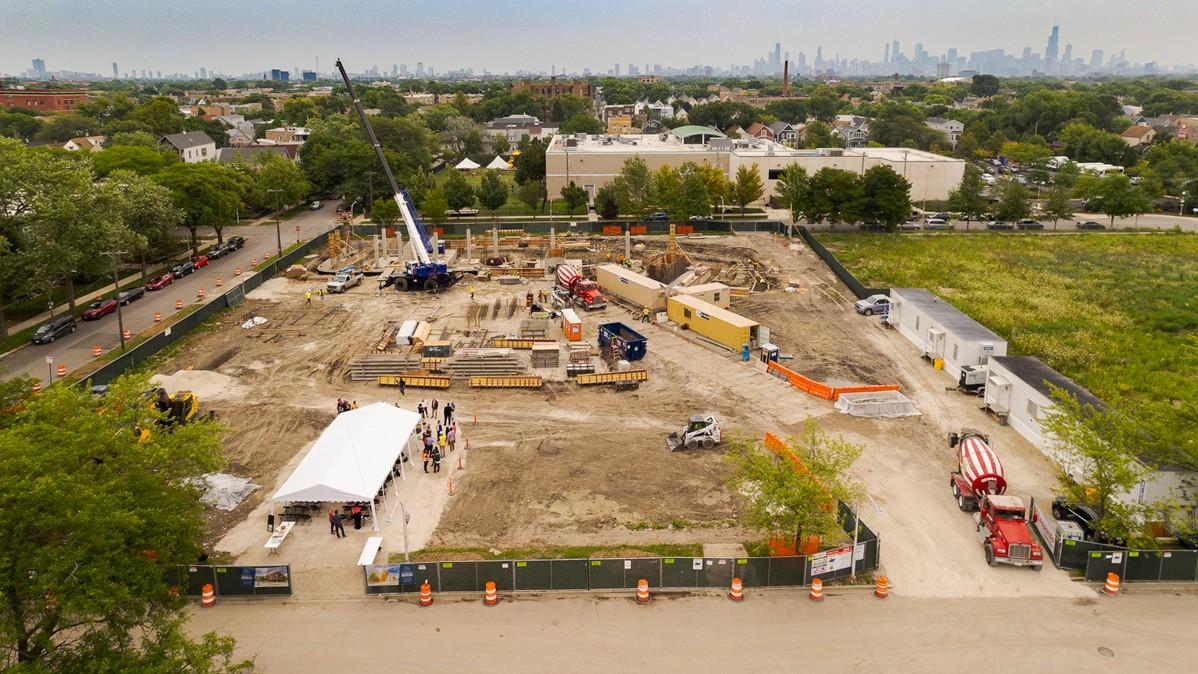 Construction is underway for a two-building, multi-family affordable housing development, Encuentro Square. Construction is expected to be completed in fall 2024. (Department of Housing / Chicago Housing Authority)