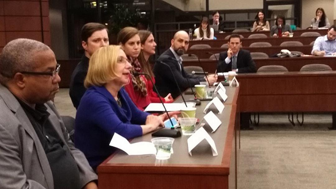 A panel of environmental leaders discussed spoke during an Environmental Forecast discussion Jan. 19 at Loyola University's School of Law. (Matt Steffen / Illinois Environmental Council)