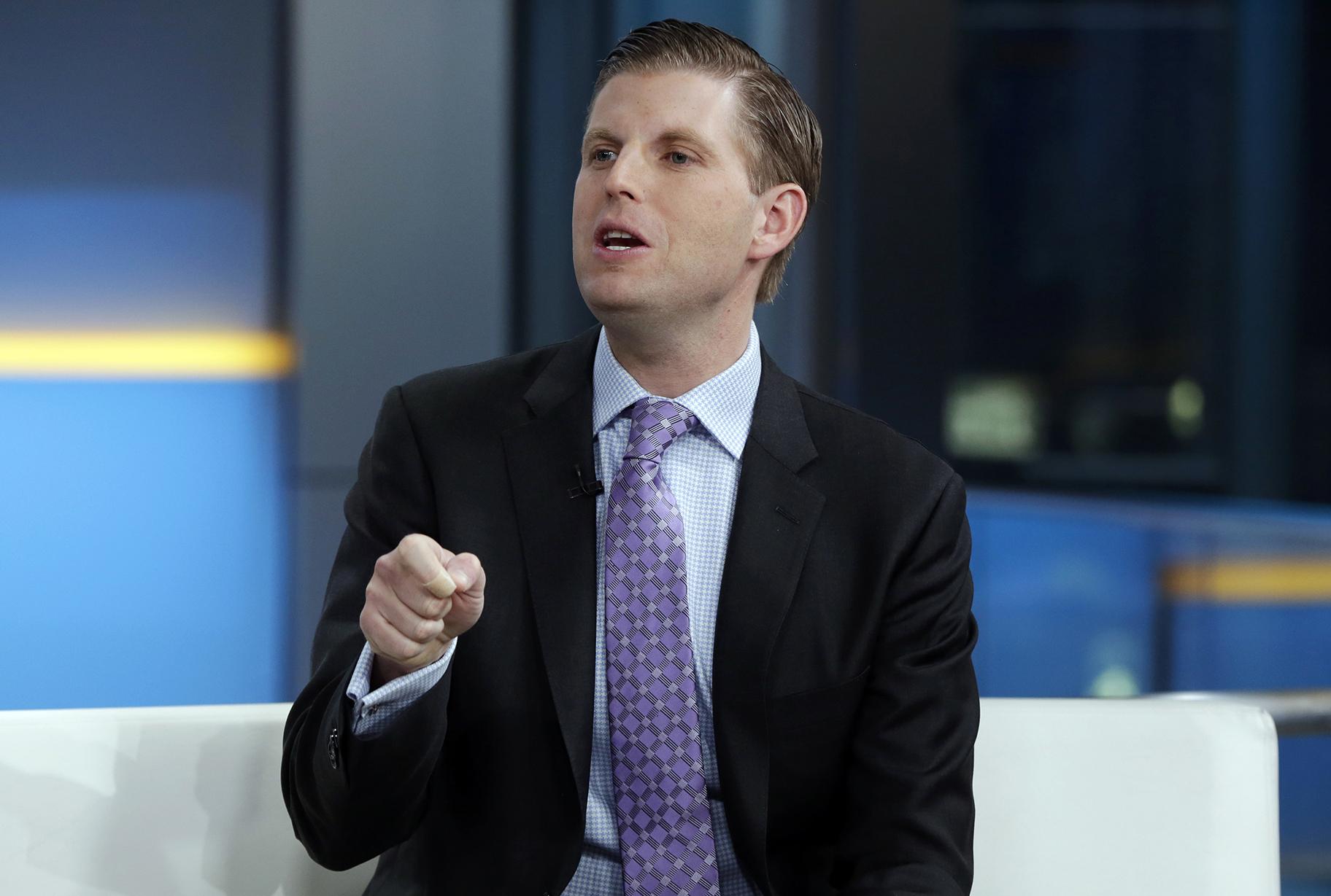 In this Jan. 17, 2018 file photo, Eric Trump appears on the “Fox & Friends” television program, in New York. (AP Photo / Richard Drew, File)