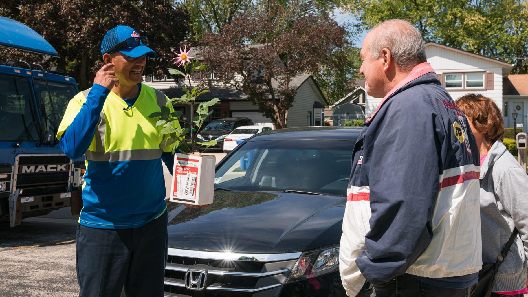 Felix Martinez was named residential sanitation driver of the year. (Michael Izquierdo / WTTW News)