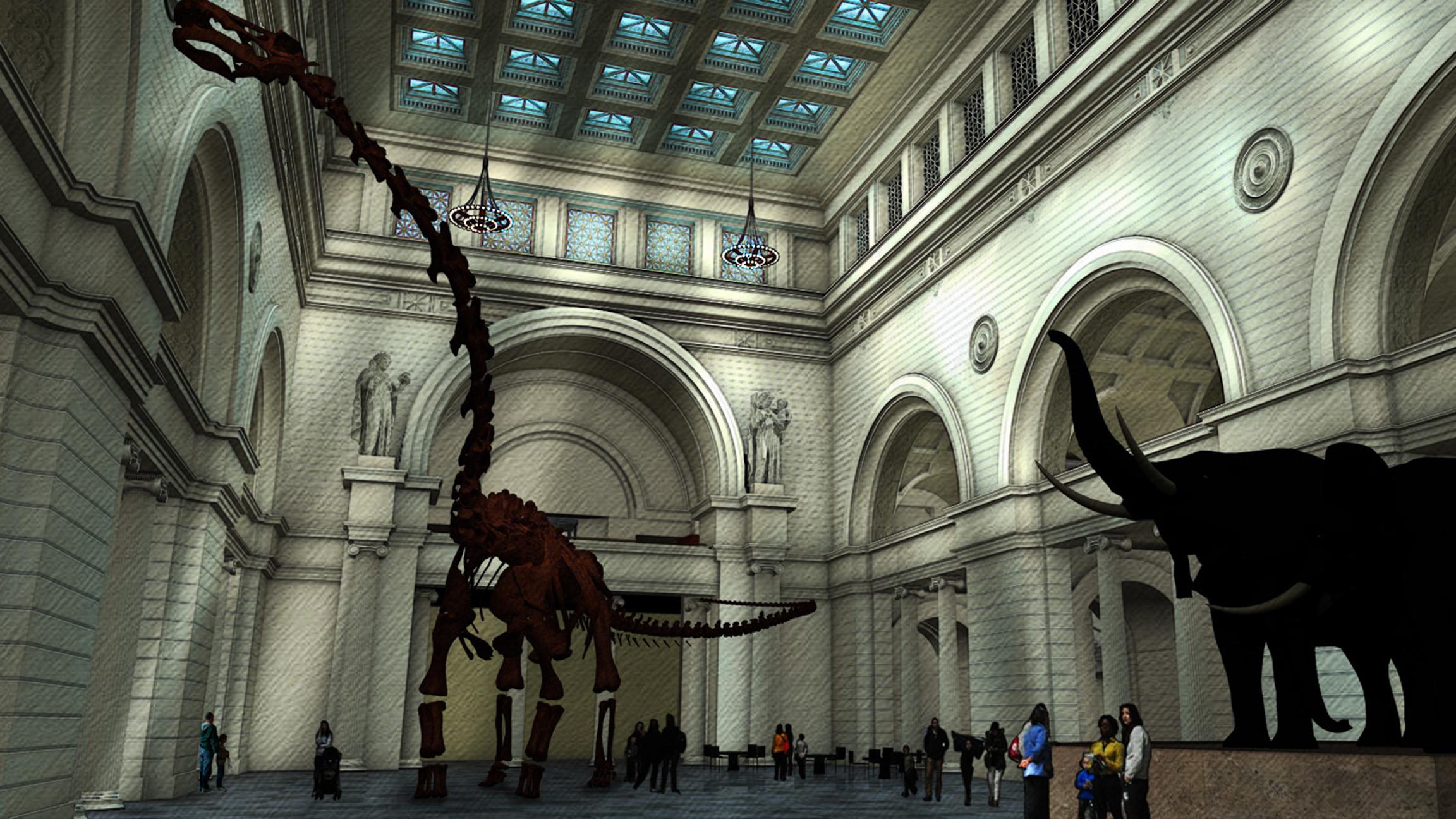 A rendering of Field Museum's new titanosaur, which debuts June 1. (Courtesy The Field Museum)