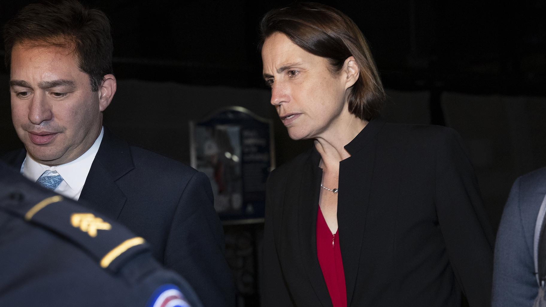 Former White House advisor on Russia, Fiona Hill, leaves Capitol Hill in Washington, Monday, Oct. 14, 2019, after testifying before congressional lawmakers as part of the House impeachment inquiry into President Donald Trump. (AP Photo / Manuel Balce Ceneta)