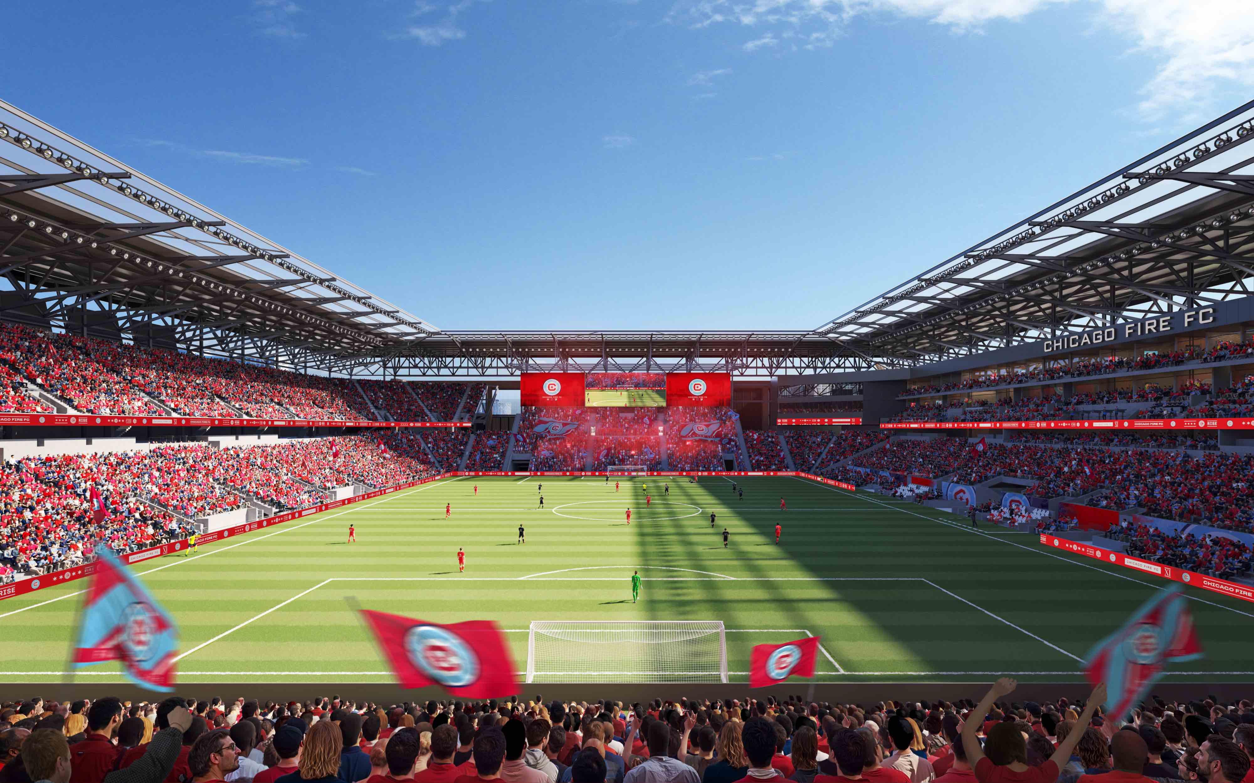 The proposed stadium's seating will include a &quot;supporters section&quot;: room for approximately 2,000 die-hard fans on safe-standing bleachers, the team said. (Courtesy Chicago Fire FC and Gensler)