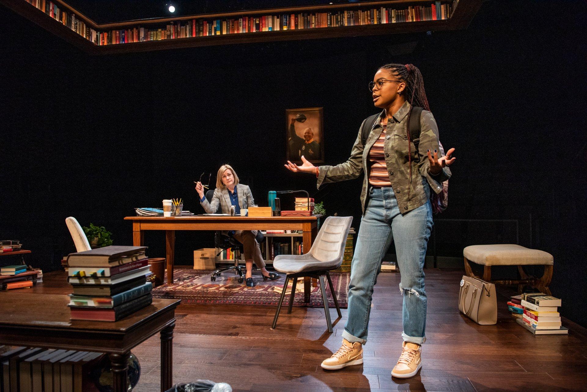 Mary Beth Fisher and Ayanna Bria Bakari in “The Niceties.” (Photo by Michael Brosilow)