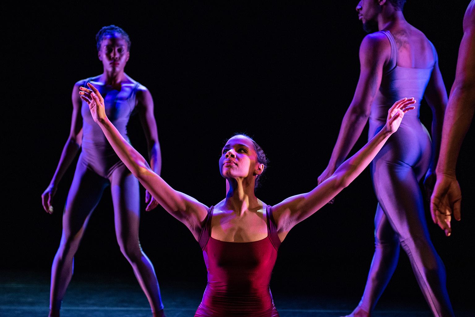 Briana Arthur, Paige Fraser and Joshua Henry in “Forces.” (Photo by Michelle Reid)