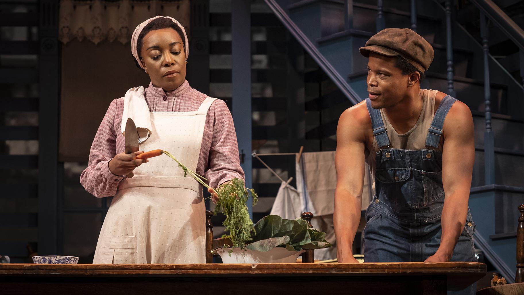 Sydney Charles (Black Mary) and Sharif Atkins (Citizen Barlow) in August Wilson’s “Gem of the Ocean” at the Goodman Theatre. (Liz Lauren photo)