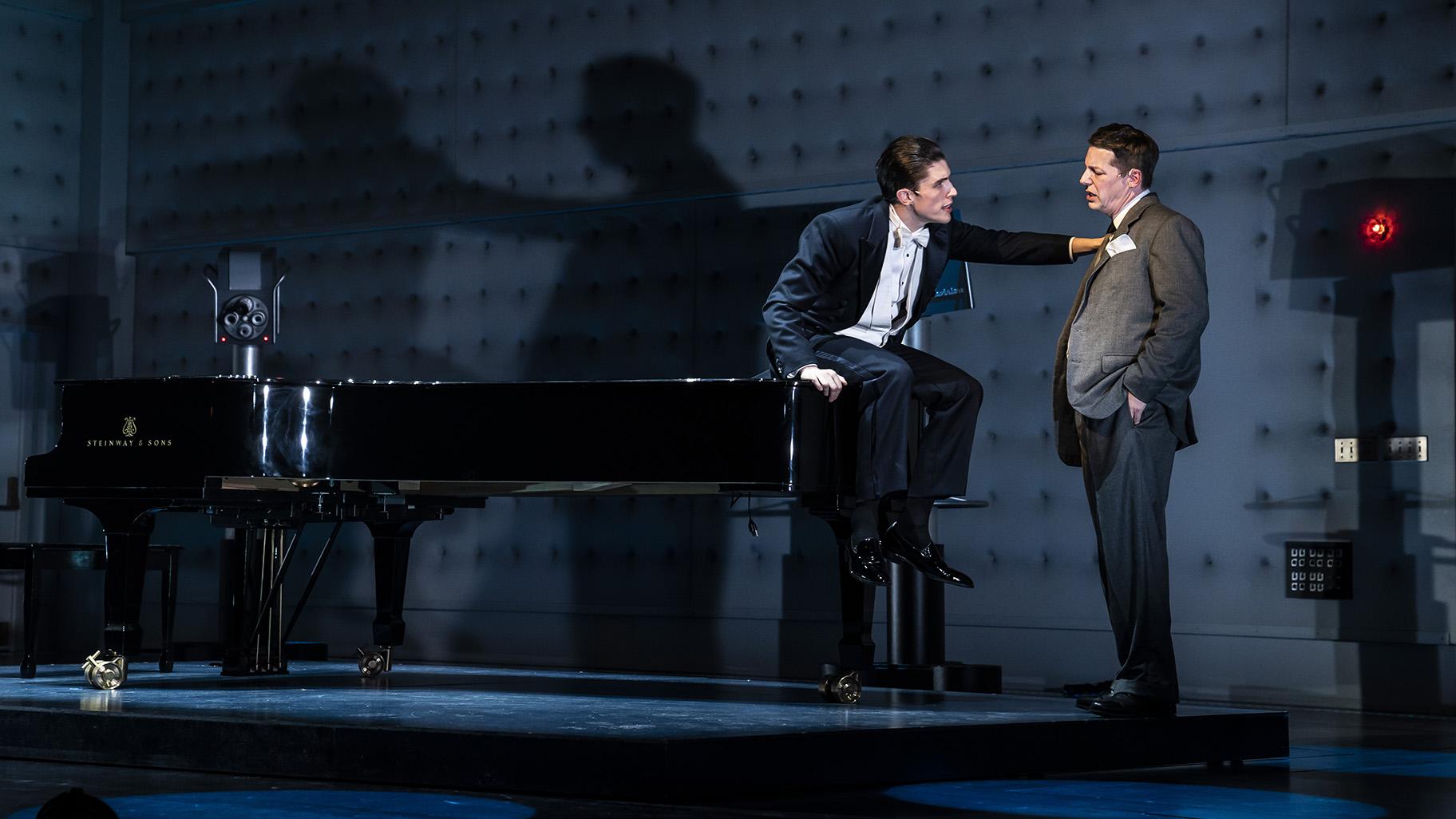 John Zdrojeski, left, and Sean Hayes in Doug Wright’s “Good Night, Oscar” at the Goodman Theatre. (Credit Liz Lauren)