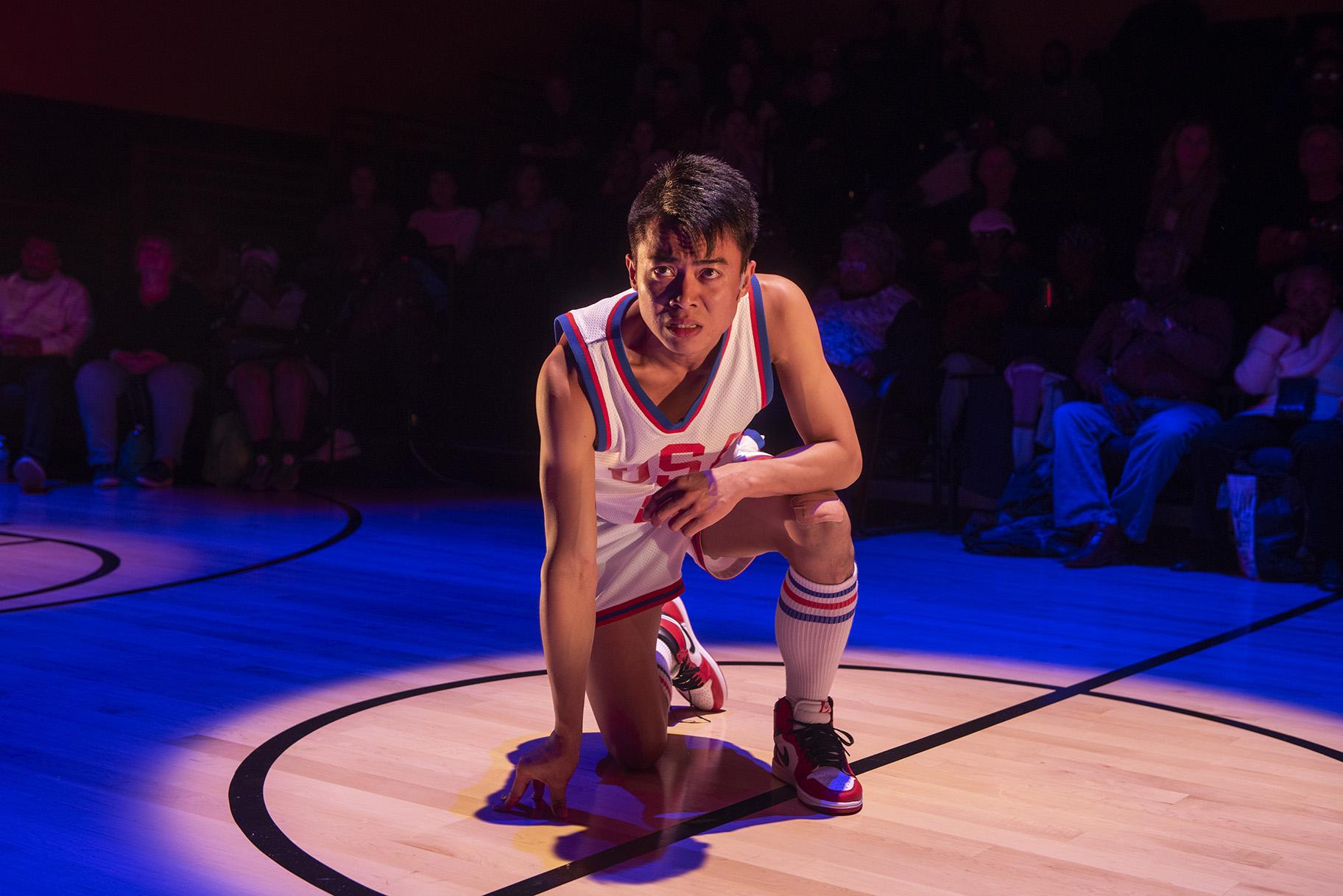 Glenn Obrero in Steppenwolf’s production of “The Great Leap” by Lauren Yee. (Photo by Michael Brosilow)