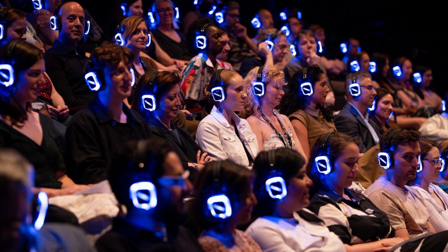Audience members at the “Hamlet” world premiere at the Tribeca Festival on June 5, 2025, at a one-night event hosted by The Public Theater. (Courtesy of Simon Luthei)