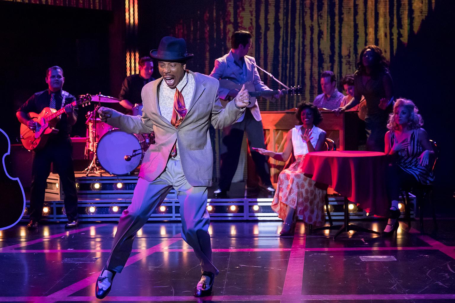 Geno Henderson in “Heartbreak Hotel” at the Broadway Playhouse. (Credit: Brett Beiner)