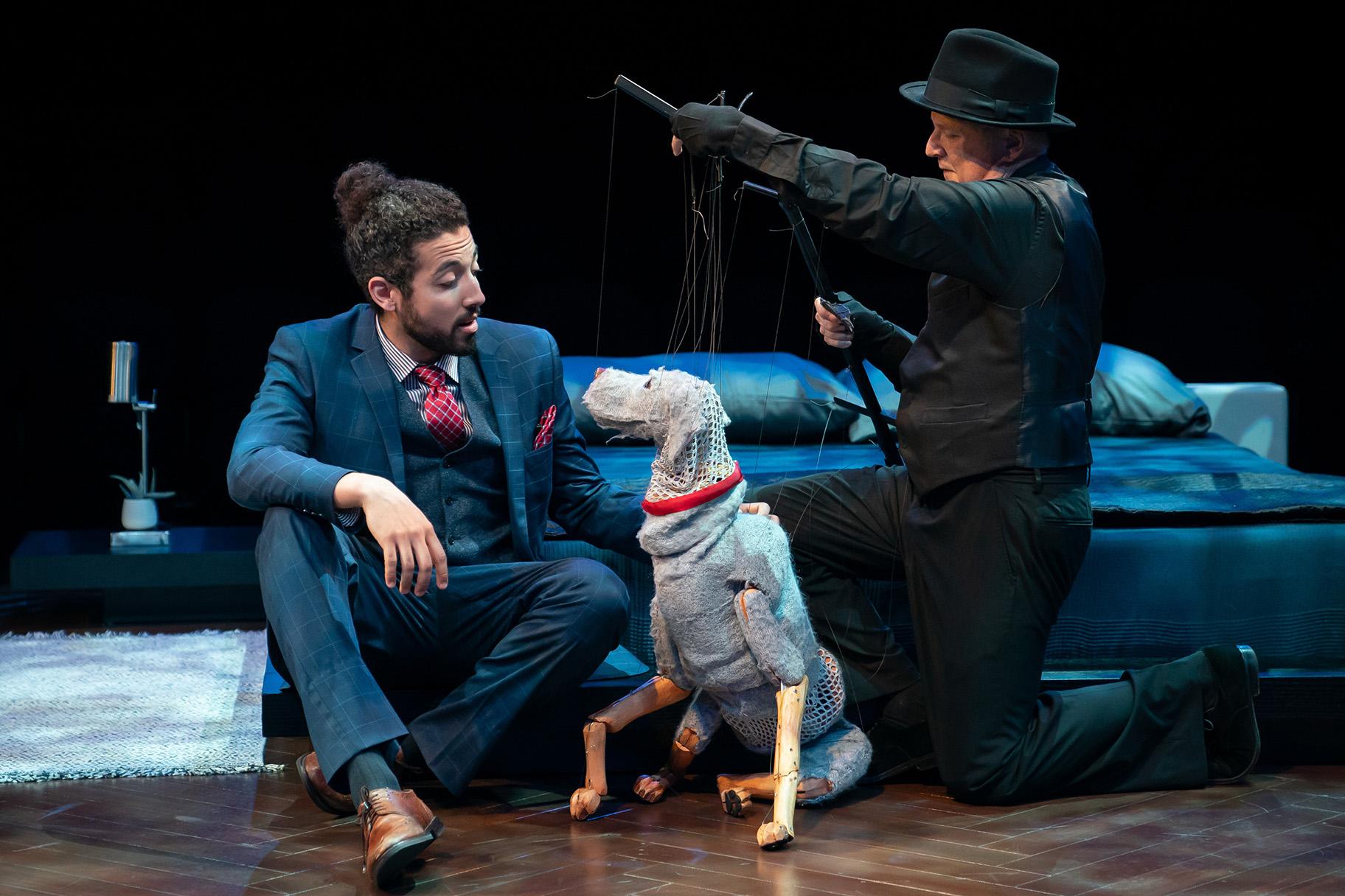 Heath Saunders, left, and puppeteer Phillip Huber in “Darling Grenadine.” (Photo by Liz Lauren)