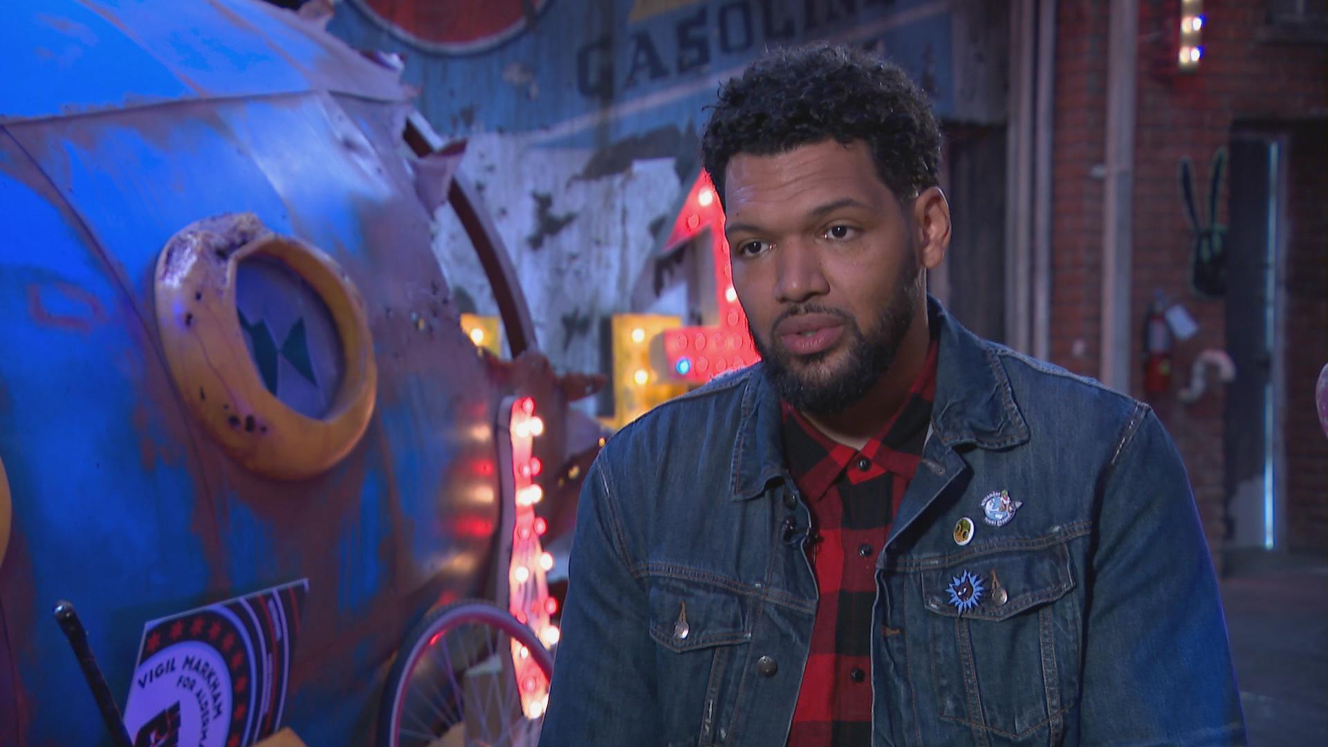 Chicago artist Hebru Brantley speaks with “Chicago Tonight.” (WTTW News)