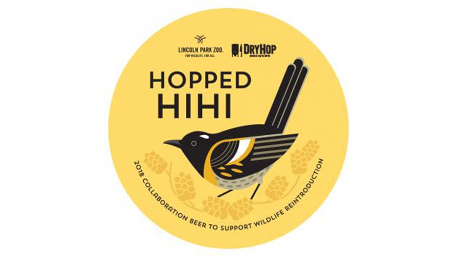 The coaster design for DryHop Brewers’ new “Hopped Hihi” IPA (DryHop Brewers / Lincoln Park Zoo)