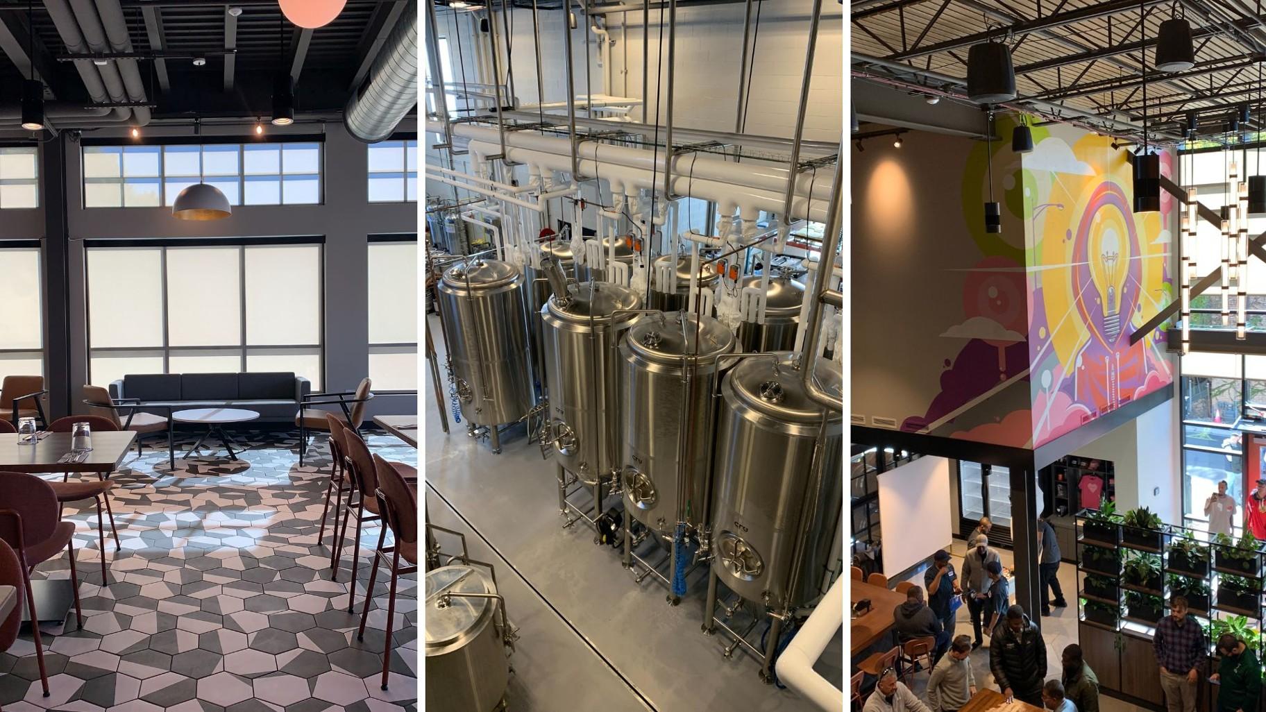 Interior of Homewood Brewing Company during its grand opening event on Oct. 18, 2024. (Eunice Alpasan / WTTW News)