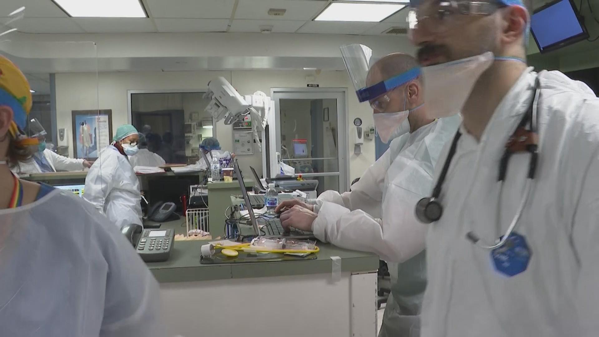 An emergency room at a New York hospital deals with coronavirus cases. (WTTW News via CNN)