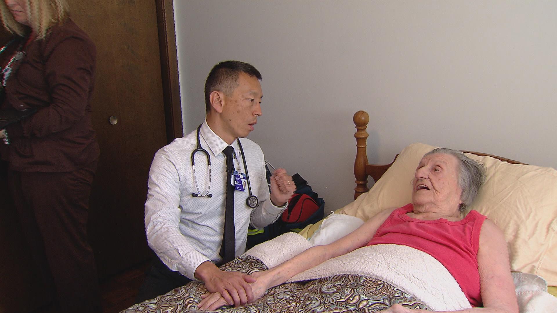 Dr. Paul Chiang, left, and Grace Rorke, 95.