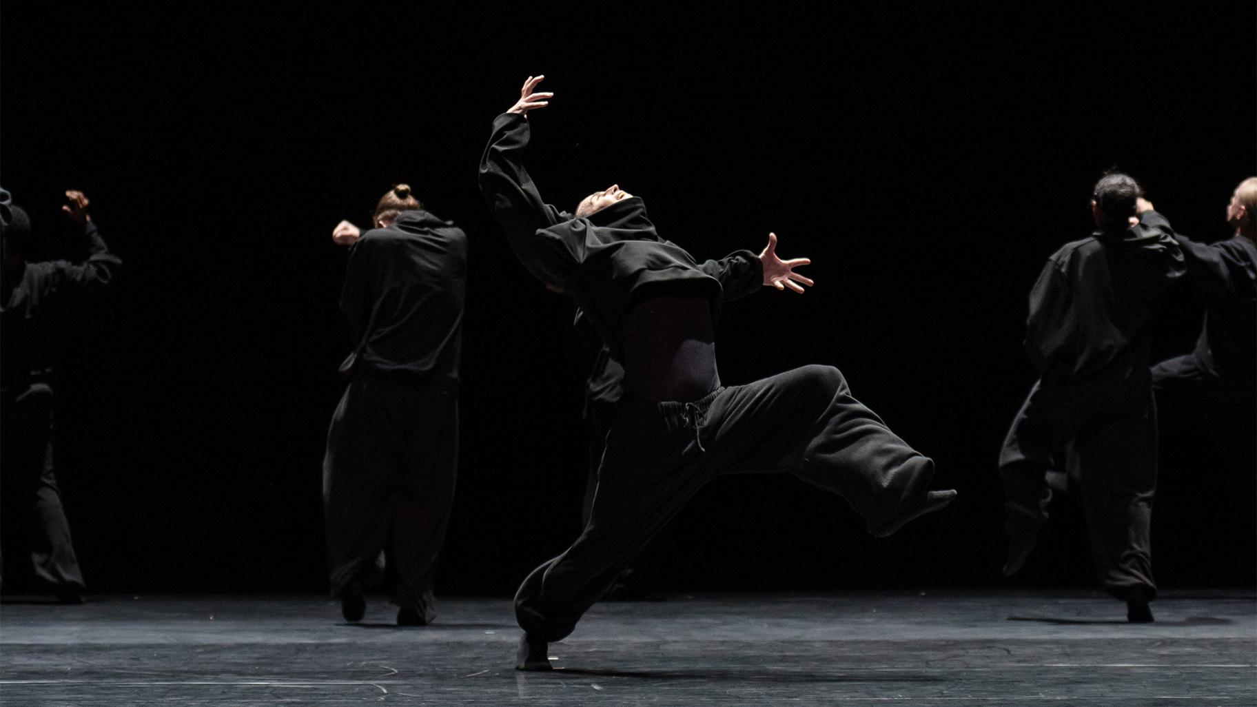 Hubbard Street Dancer Andrew Murdock and company performing “Busk” by Aszure Barton. (Photo by Michelle Reid)