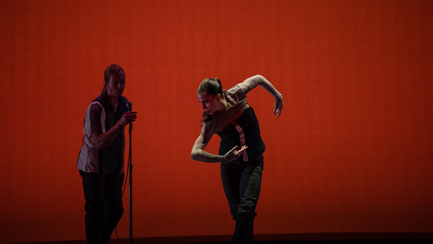 Hubbard Street Dancers David Schultz and Jacqueline Burnett performing in “The Seen” by Jermaine Maurice Spivey. (Photo by Michelle Reid)