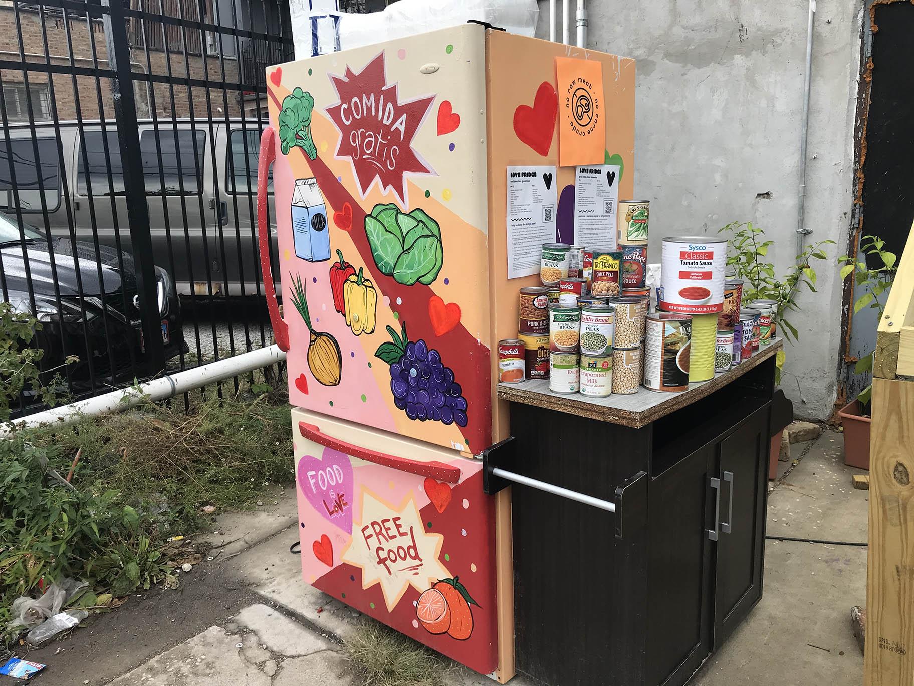 A Love Fridge in Humboldt Park. (Ariel Parrella-Aureli / WTTW News)