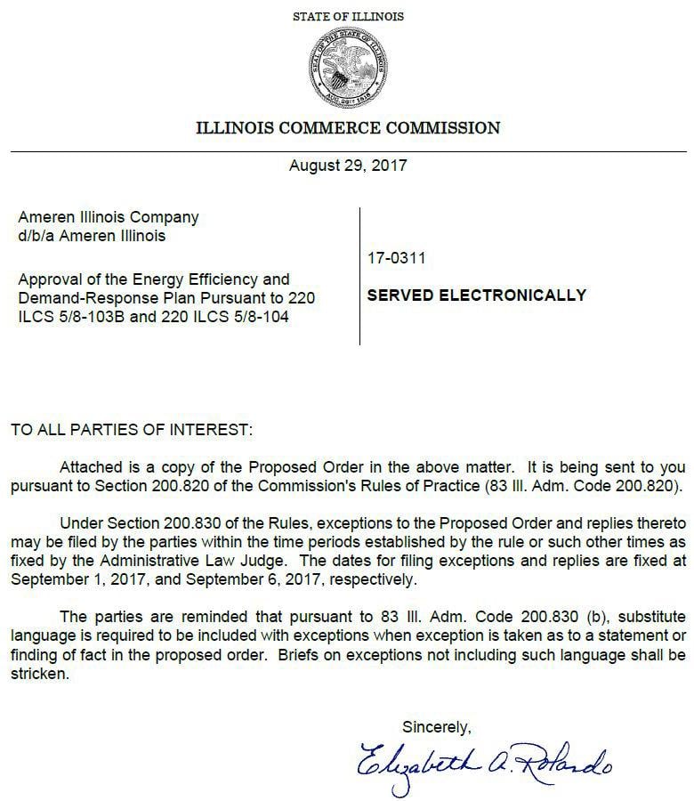 Document: Illinois Commerce Commission Proposed Order to Ameren Illinois (ICC)
