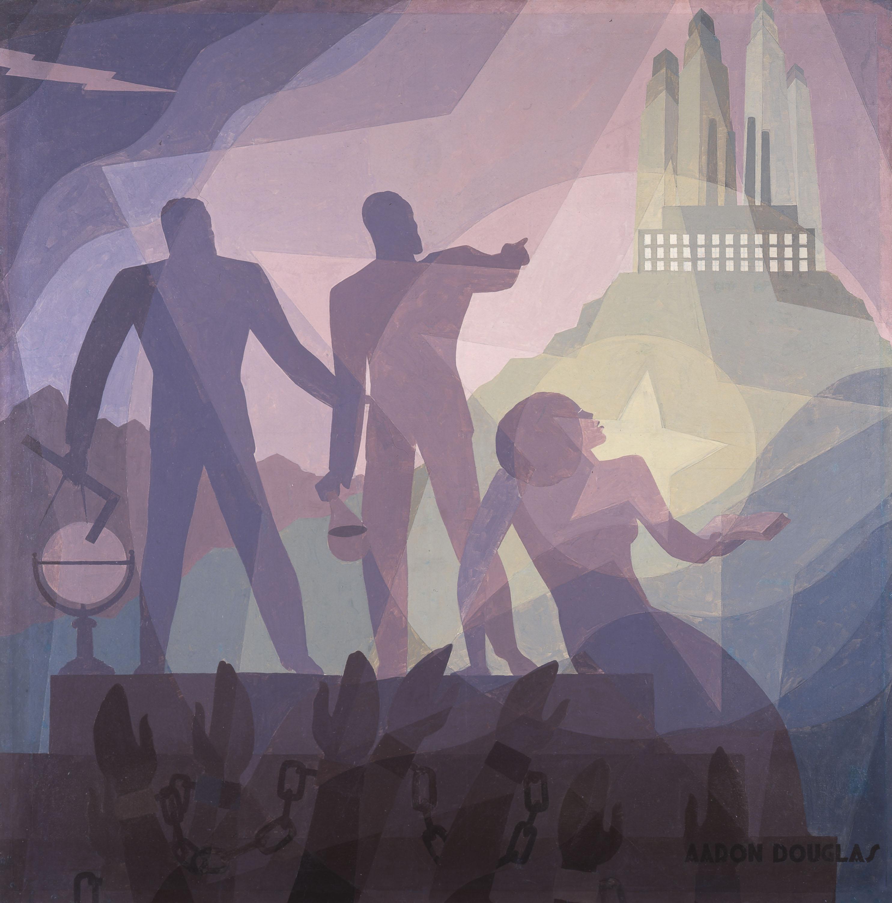 Aaron Douglas, “Aspiration,” 1936. (Fine Arts Museum of San Francisco, Museum purchase.)