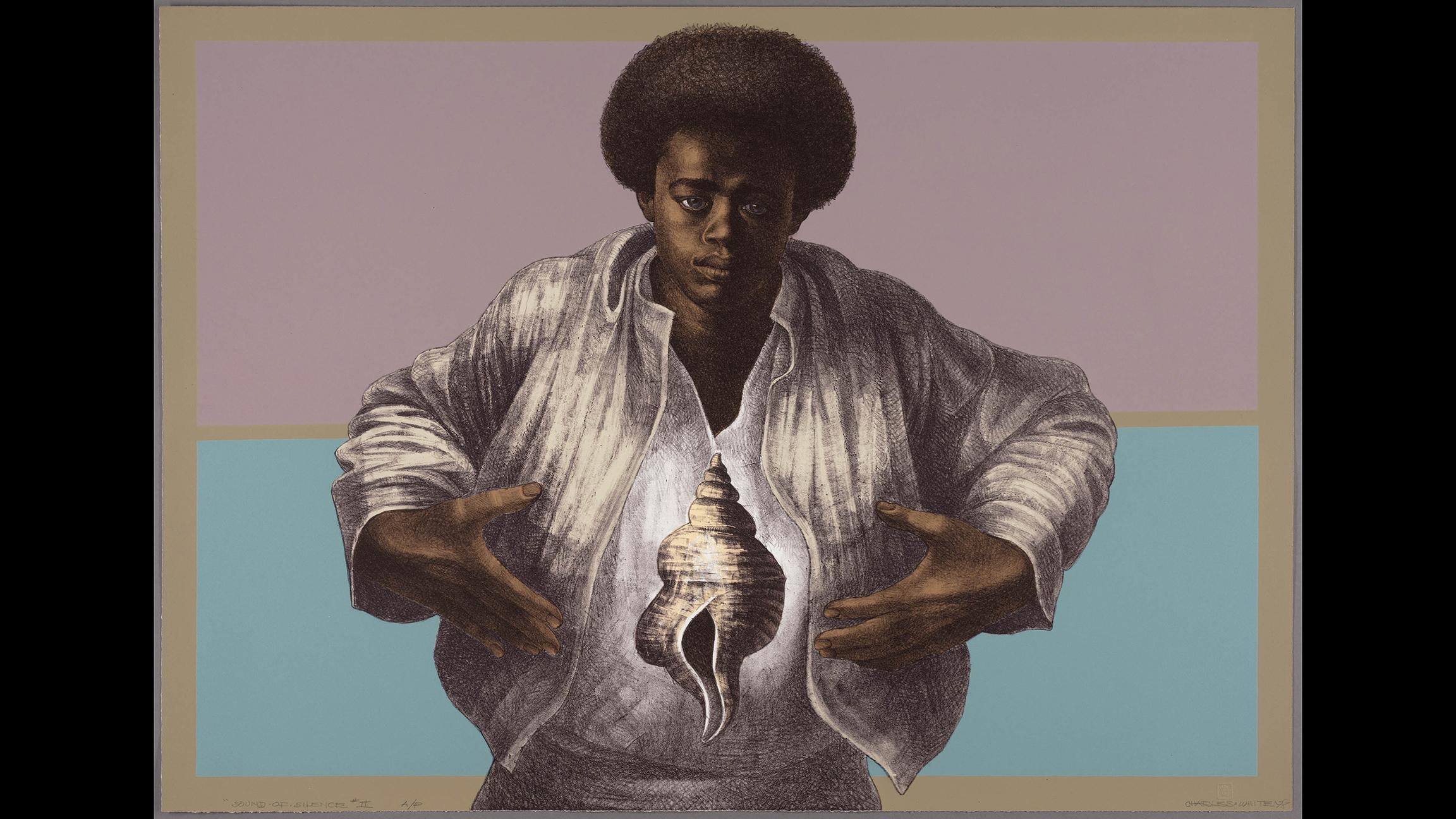 Charles White. Untitled. 1979. Etching, 4 x 5 ½”. photo Darryl Allan Smith 1979 the Charles White Archives