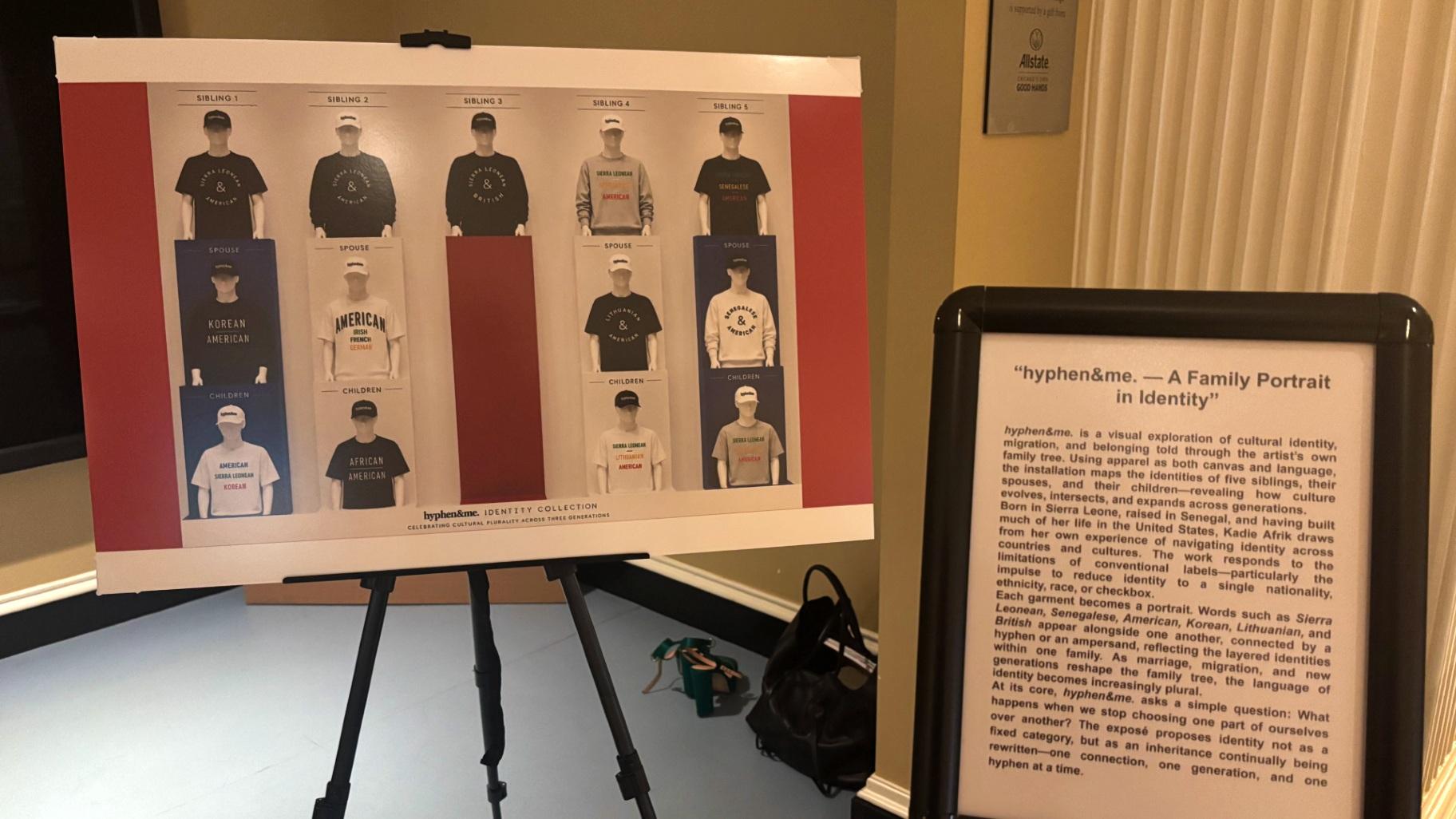 “hyphen&amp;me – A Family Portrait in Identity” by Kadie Afrik is on display at “Voices Through Art” on Aug. 20, 2026, at the Chicago History Museum. (Shelby Hawkins / WTTW News)