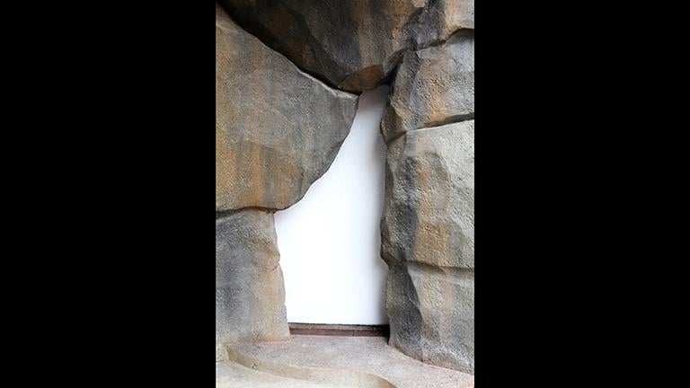 The polar bear exhibit features an ice wall, which looks and feels like an iceberg. It offers  visitors another way to experience the exhibit. (Evan Garcia)