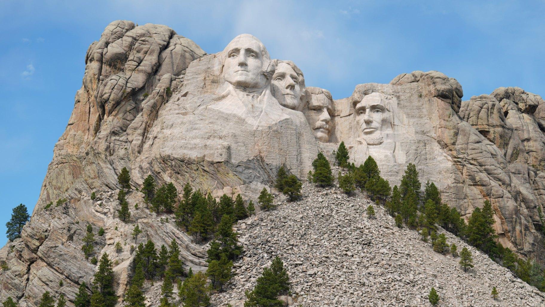 A massive sculpture carved into Mount Rushmore depicts U.S. presidents George Washington, Thomas Jefferson, Theodore Roosevelt and Abraham Lincoln at the Mount Rushmore National Memorial Thursday, Sept. 21, 2023, in, Keystone, S.D. (AP Photo / David Zalubowski, File)