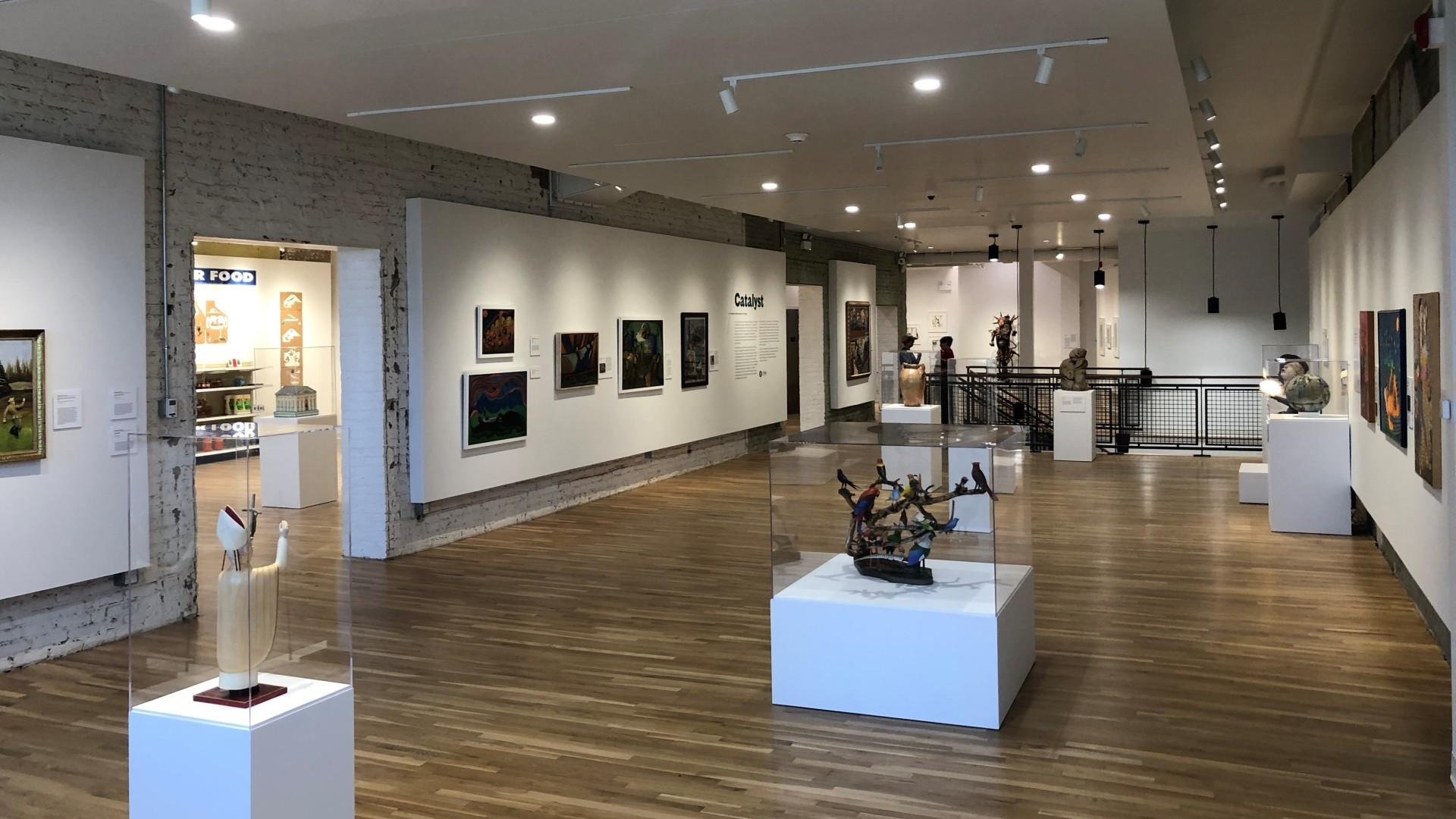 The second-floor gallery of the redesigned and expanded Intuit Art Museum in Chicago. (Marc Vitali / WTTW News)