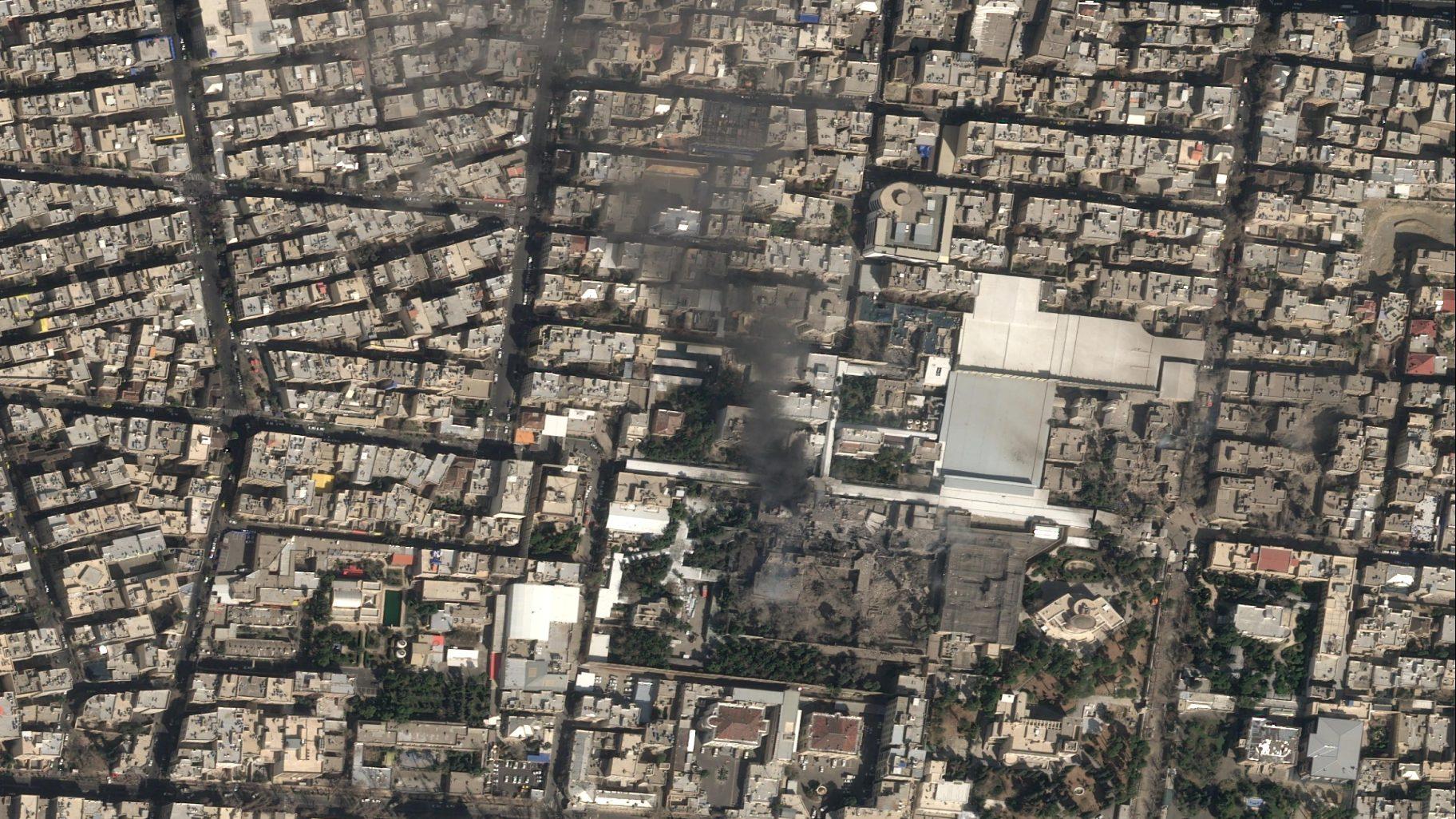This image provided by Airbus shows the strike on Iranian Supreme Leader's compound on Saturday, Feb. 28, 2026 in Iran. (Pléiades Neo (c) Airbus DS 2026 via AP)