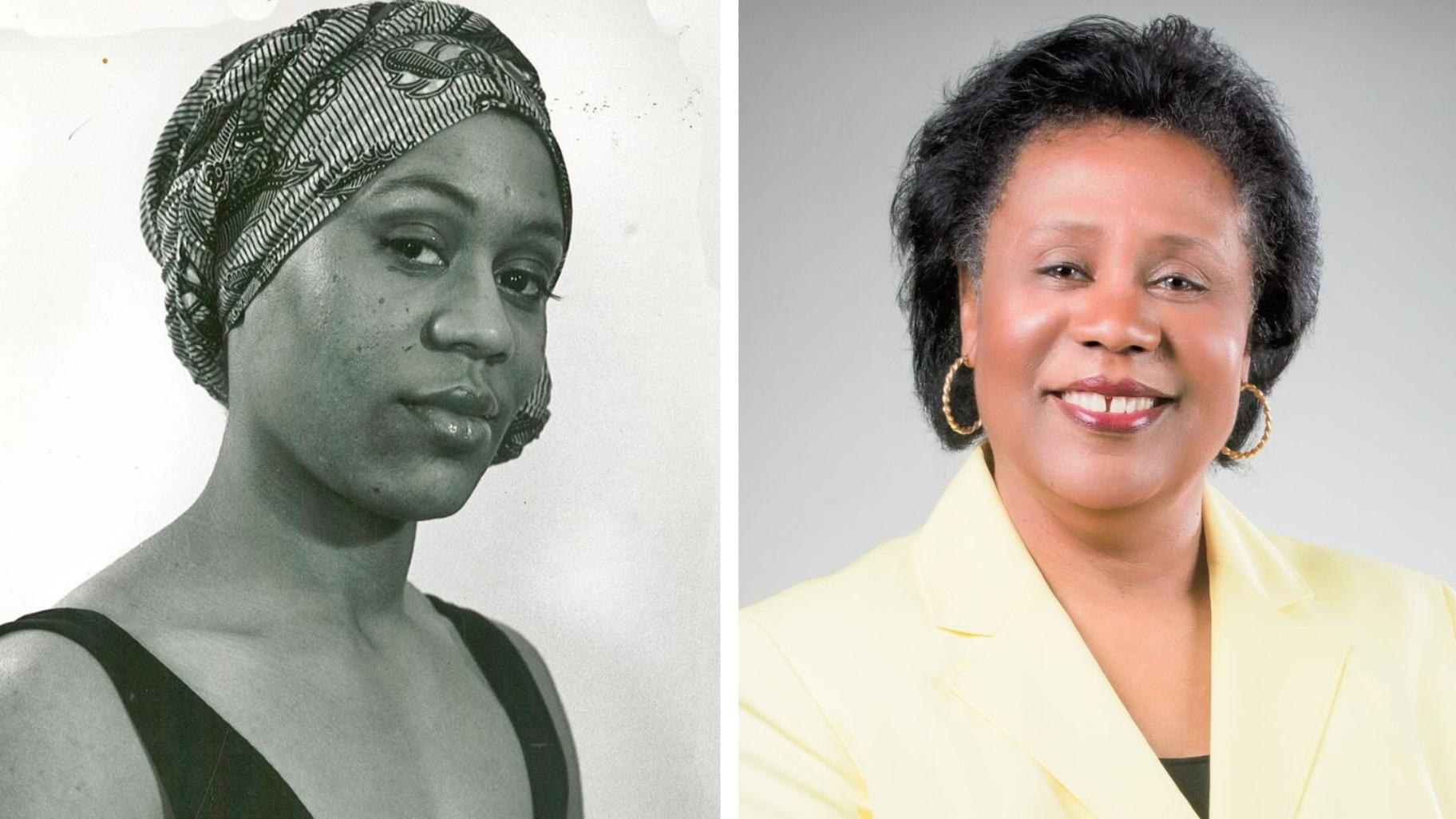 Black Ensemble Theater founder and CEO Jackie Taylor in 1979 and today. (Courtesy of Jackie Taylor)