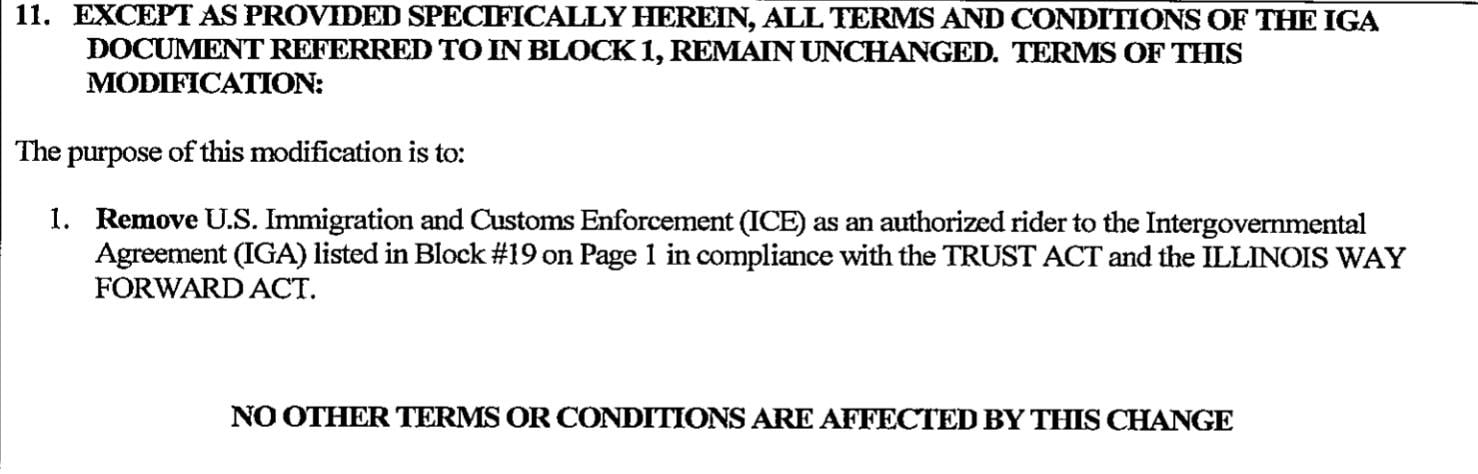 The Jackson County Sheriff sent a copy of an updated contract without an ICE rider that was signed four days after WTTW News sent an inquiry.