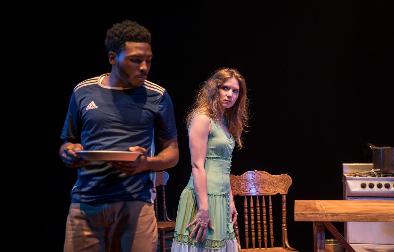 Jalen Gilbert and Heather Chrisler in “Mies Julie” at Victory Gardens Theater. (Photo credit: Liz Lauren)