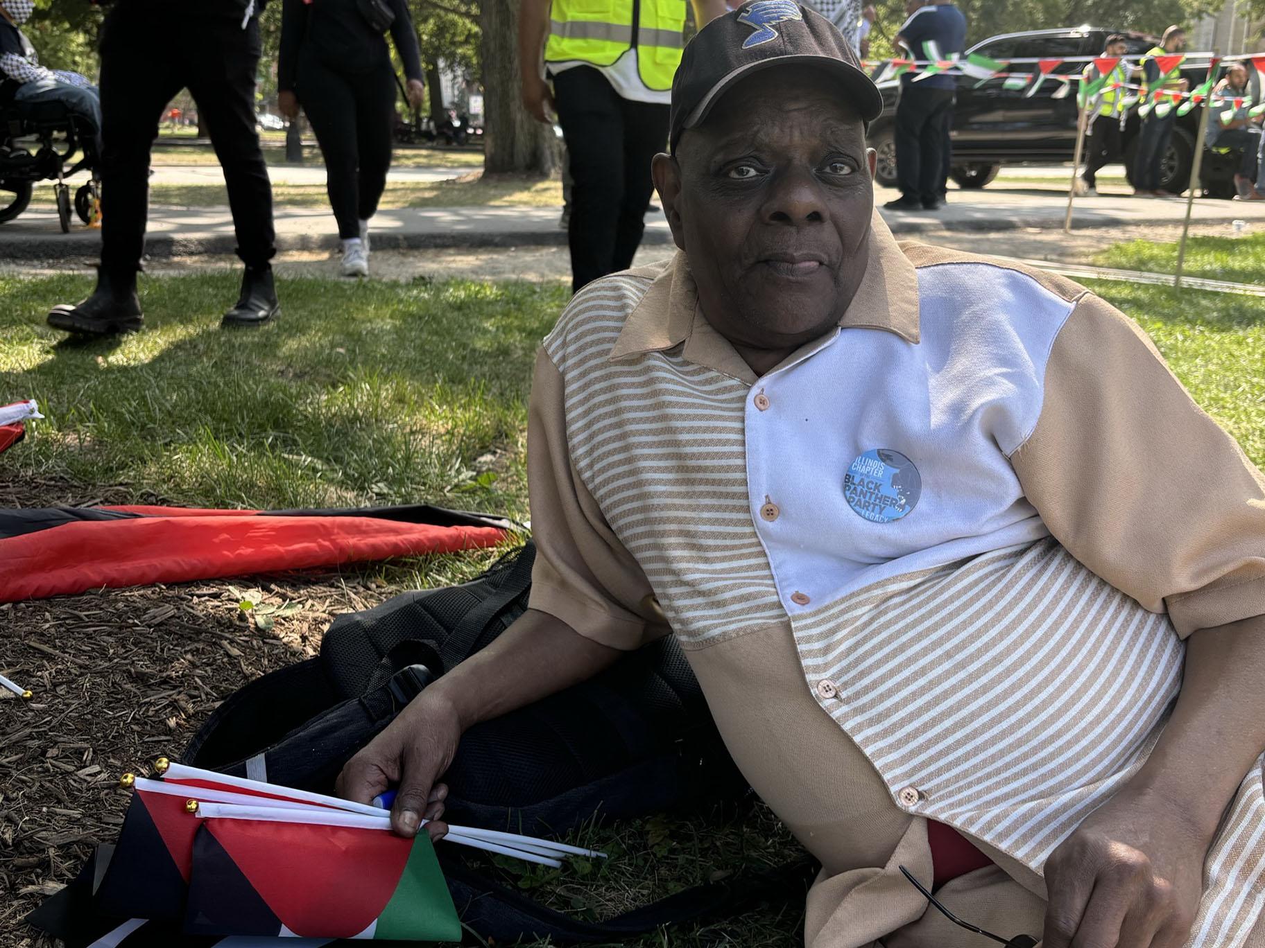 James Starks attends a pro-Palestine protest in Union Park on Aug. 21, 2024. (Shelby Hawkins)