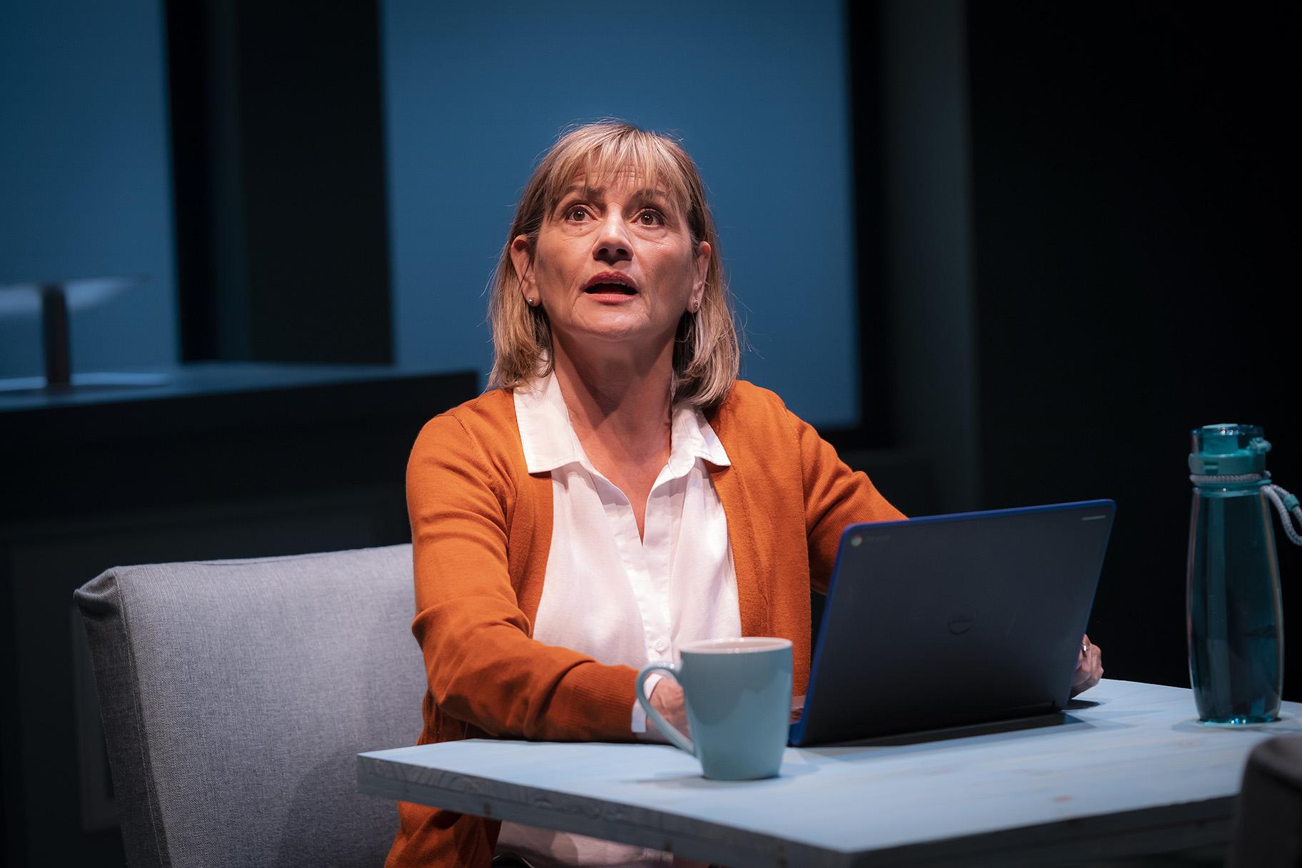 Janet Ulrich Brooks in the Chicago premiere of “Tiny Beautiful Things” at Victory Gardens Theater. (Photo by Liz Lauren)